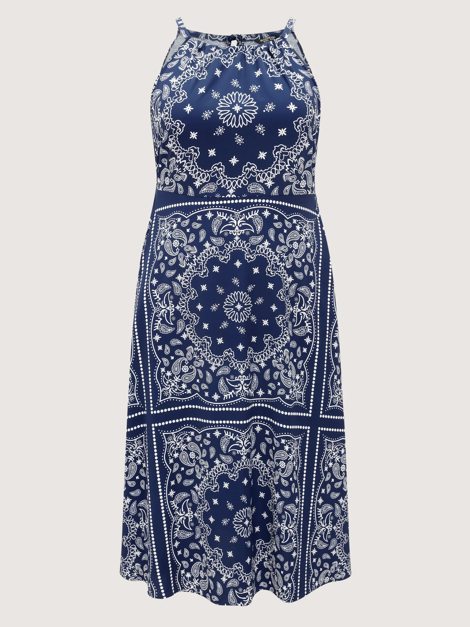 Large Floral Print Halter Neckline Maxi Dress - Image 8