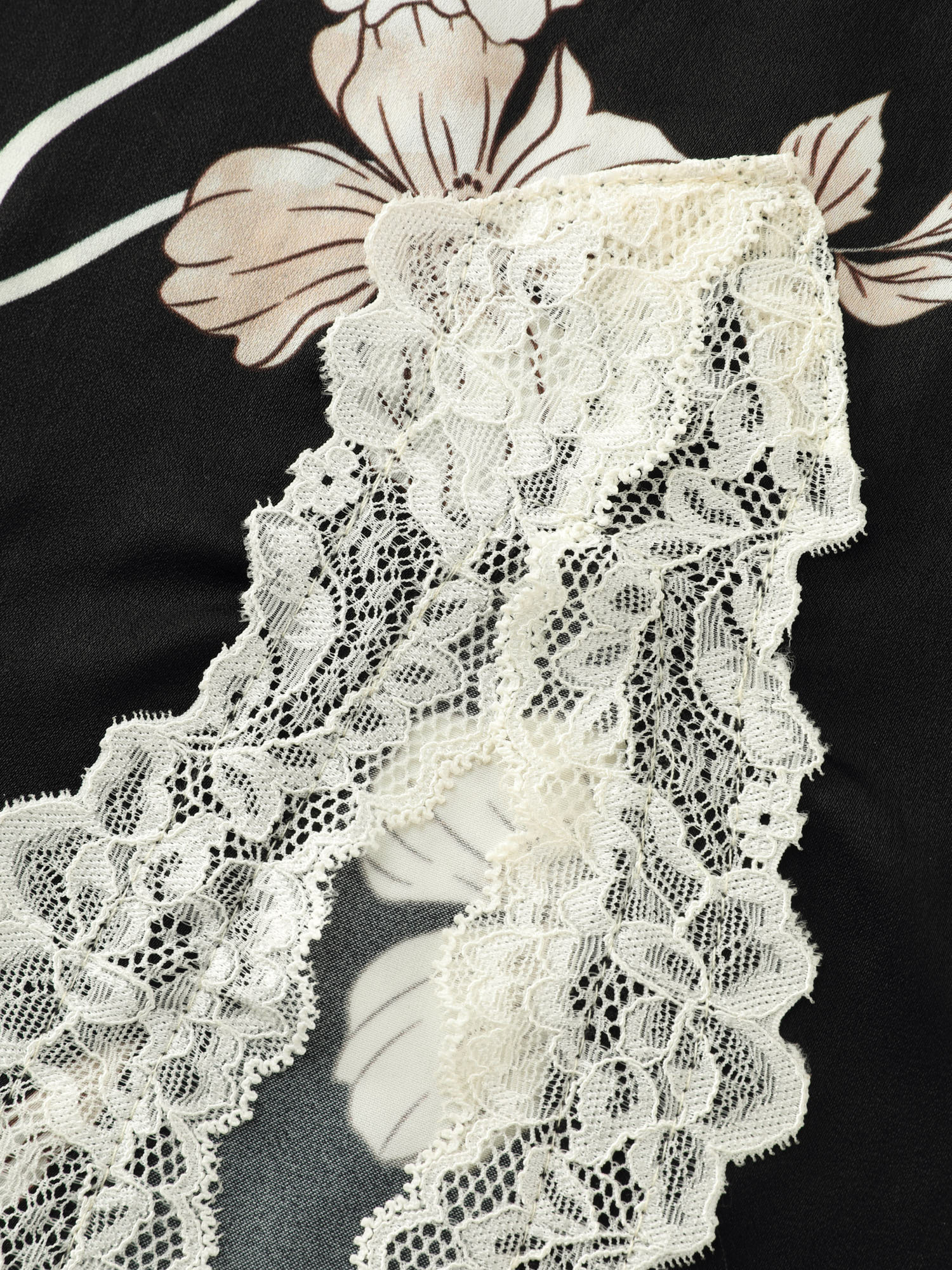 Floral Print Deep Lace Neckline Nightgown - Image 5