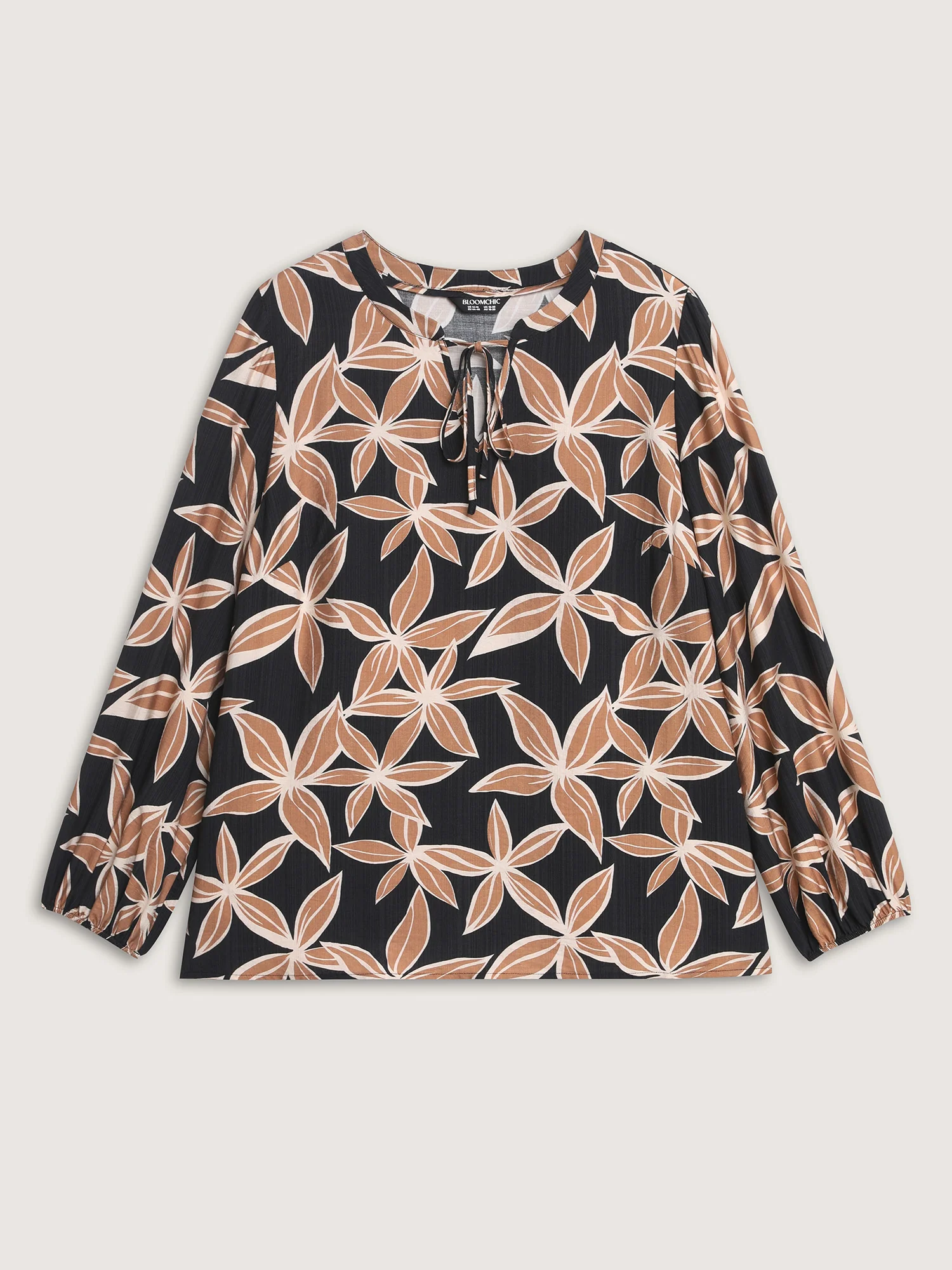 Large Floral Print Notched Collar Blouse - Image 7