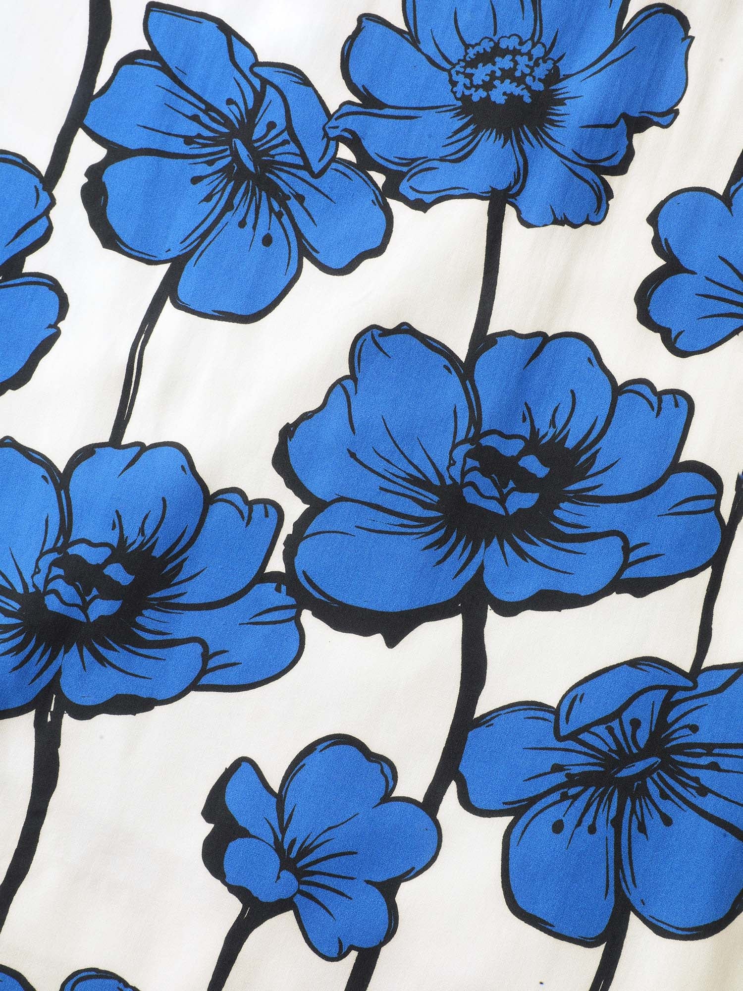 Large Floral Print Notched Collar Midi Dress - Image 6
