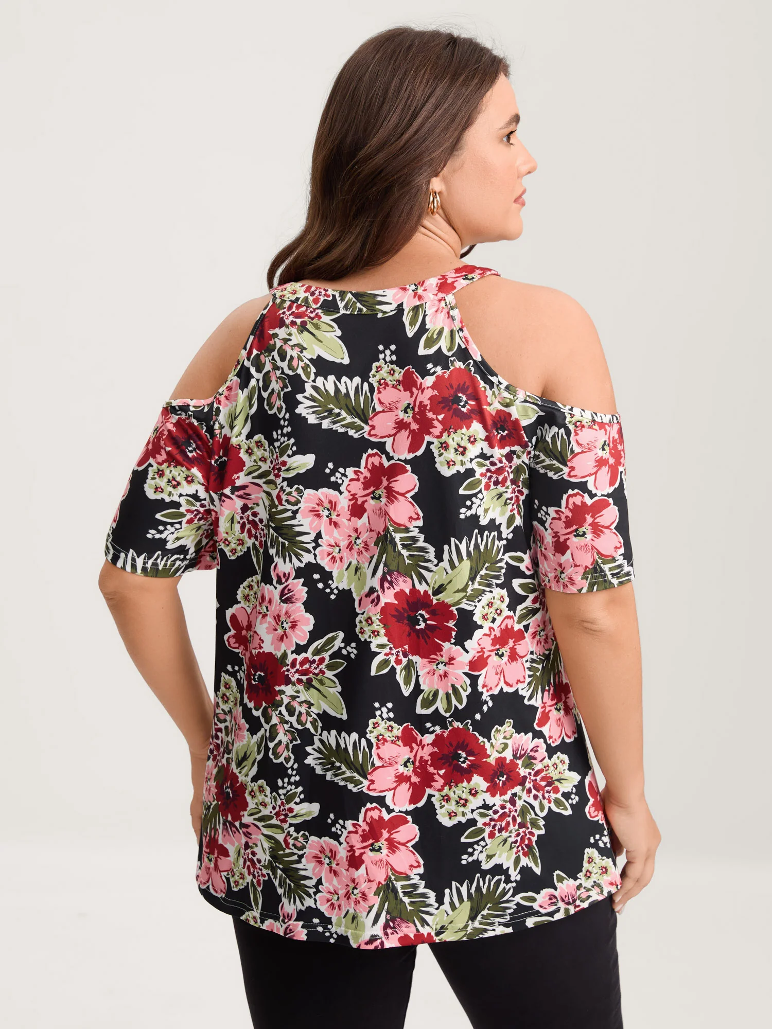 Large Floral Print Off-Shoulder Top - Image 4