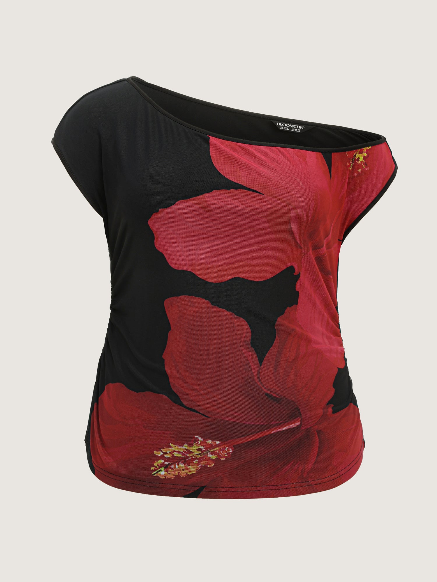 Large Floral Print One-Shoulder Knit Top - Image 7