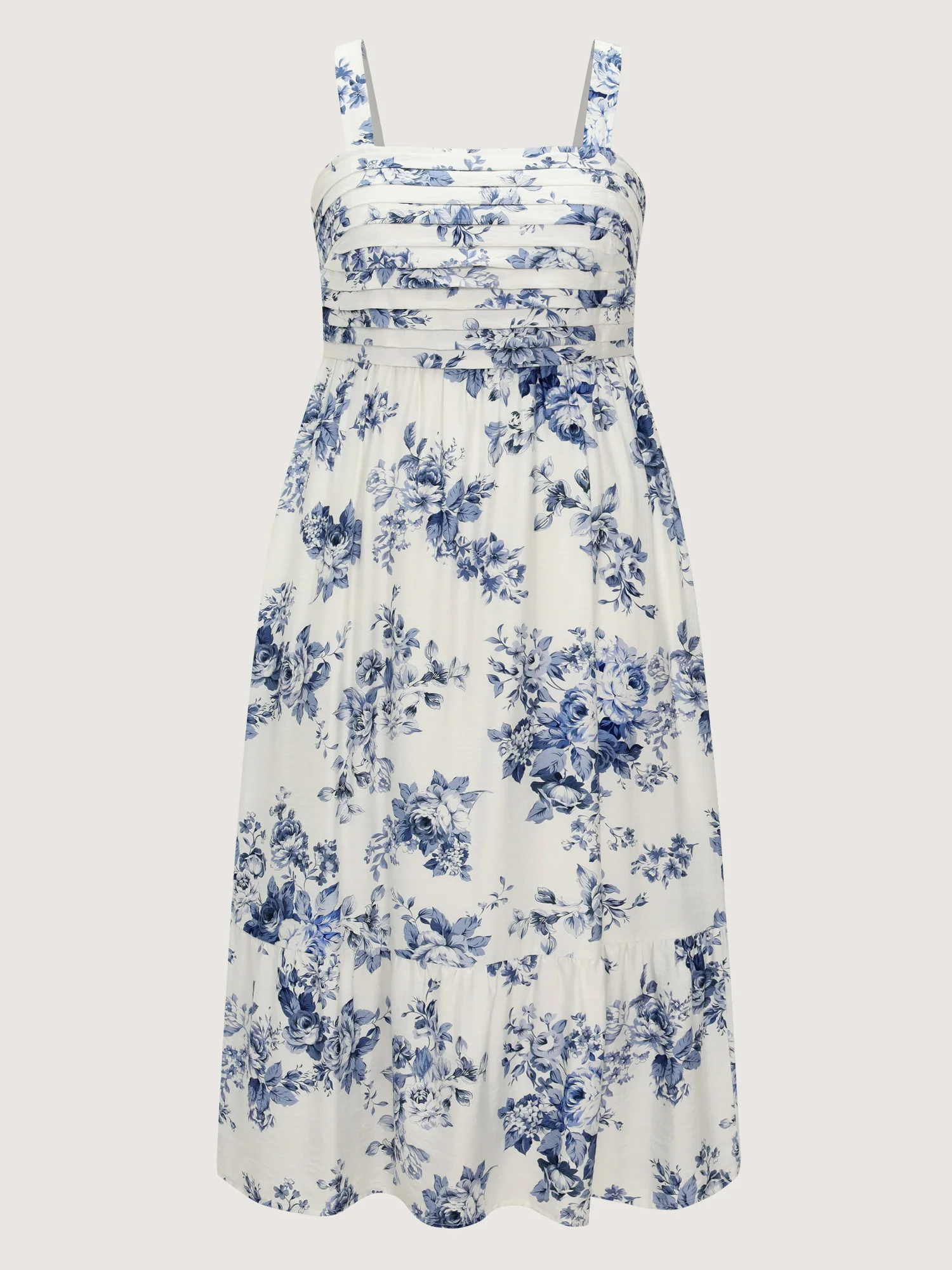 Large Floral Print Pleated Bodice Midi Dress - Image 6