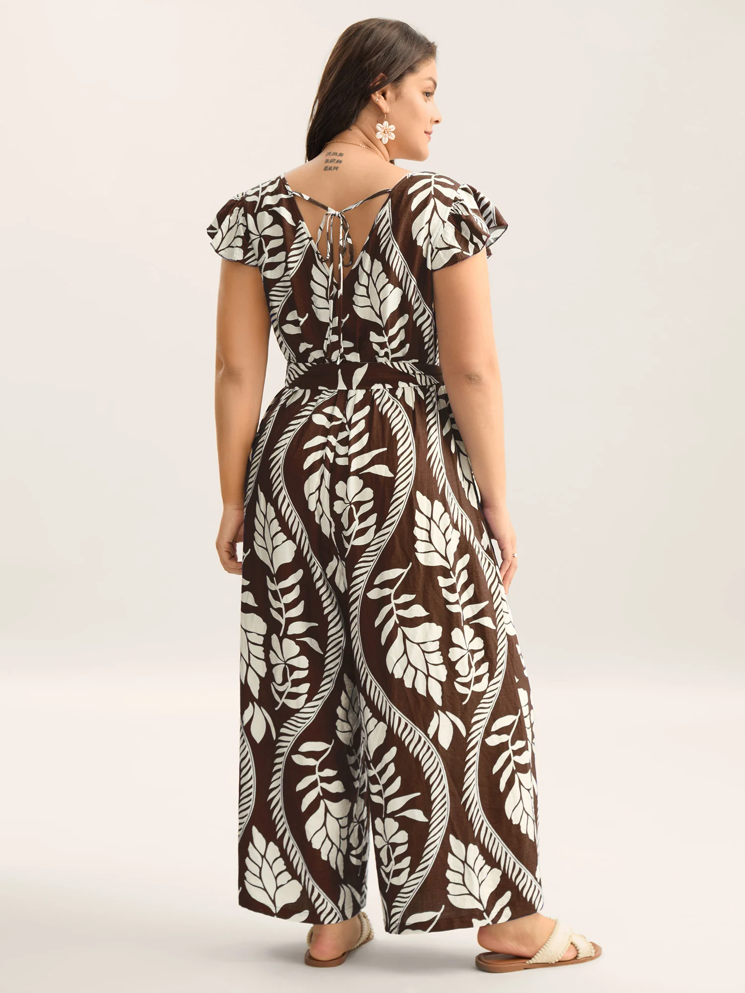 Large Floral Print Pockets Jumpsuit - Image 20