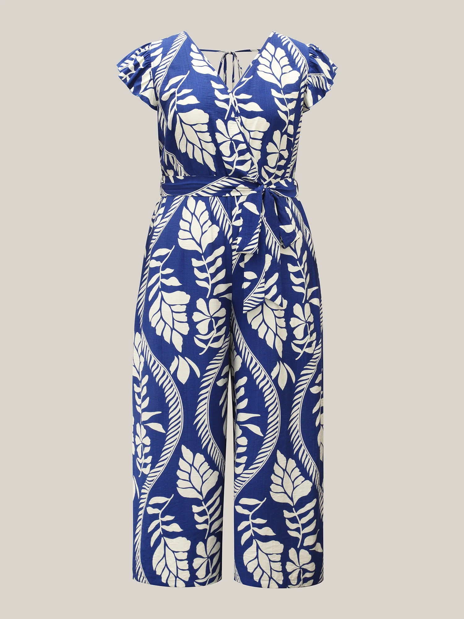 Large Floral Print Pockets Jumpsuit - Image 8