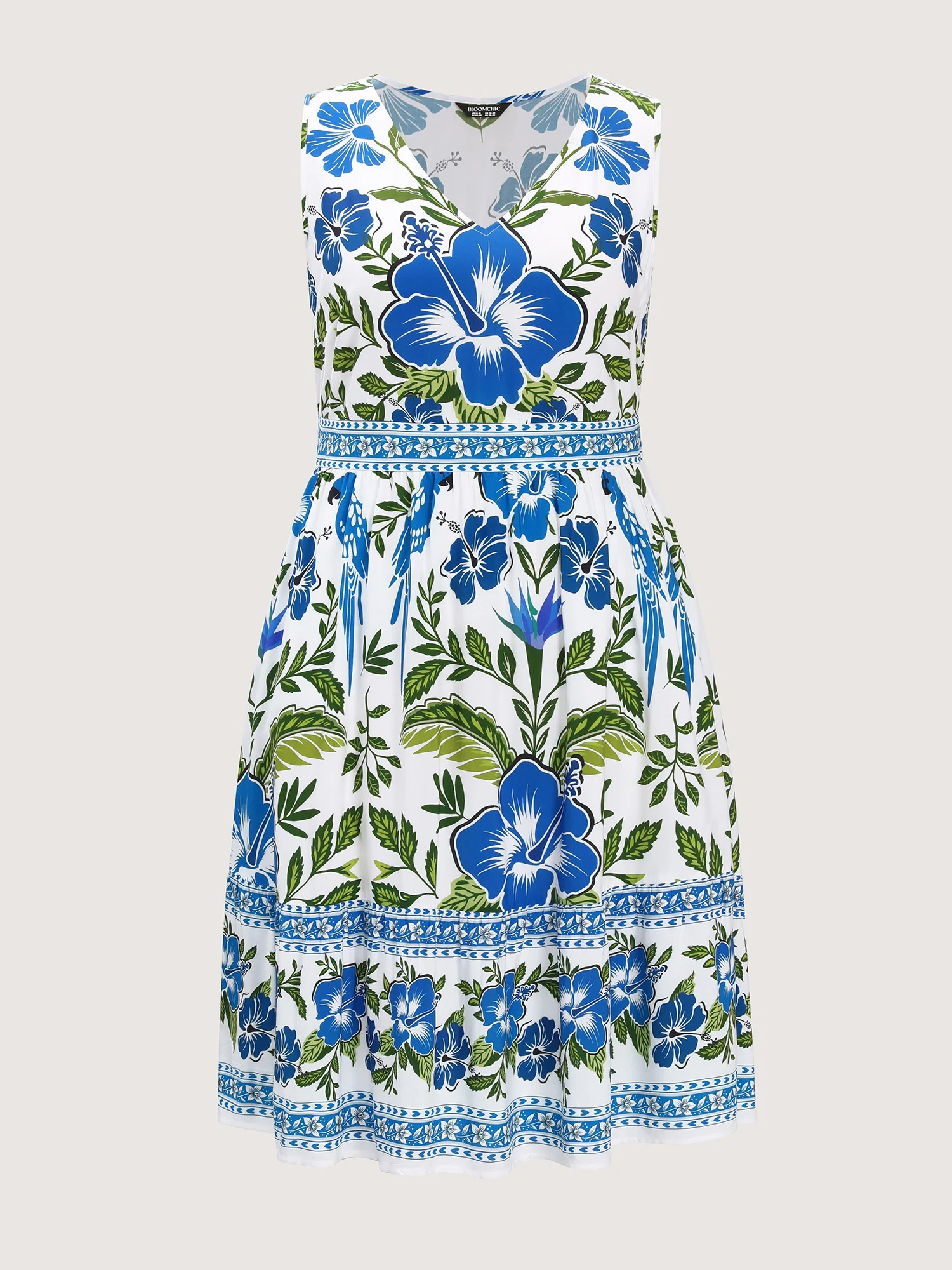 Large Floral Print Pockets Rayon Midi Dress - Image 7