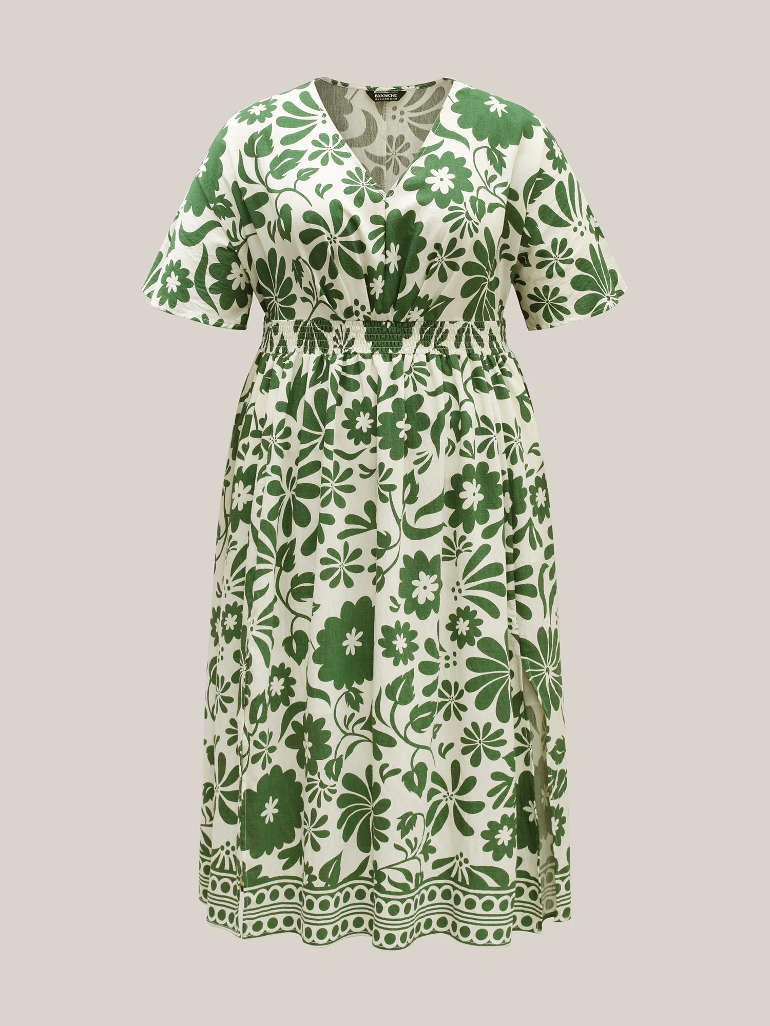 Large Floral Print Pockets Midi Dress - Image 8