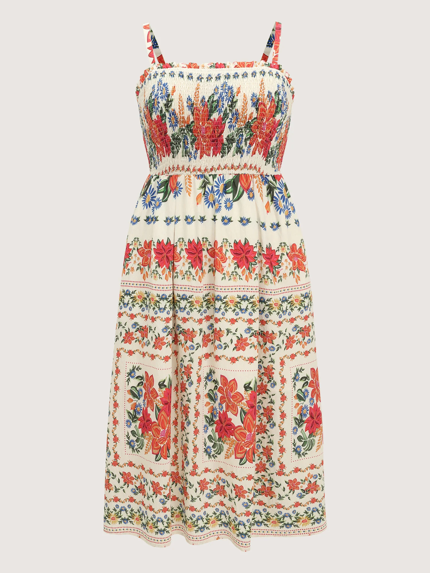 Large Floral Print Shirred Cami Maxi Dress - Image 7