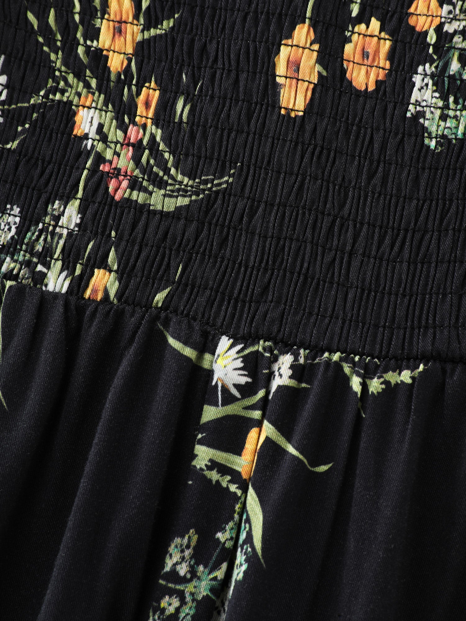 Large Floral Print Slit Shirred Midi Dress - Image 5