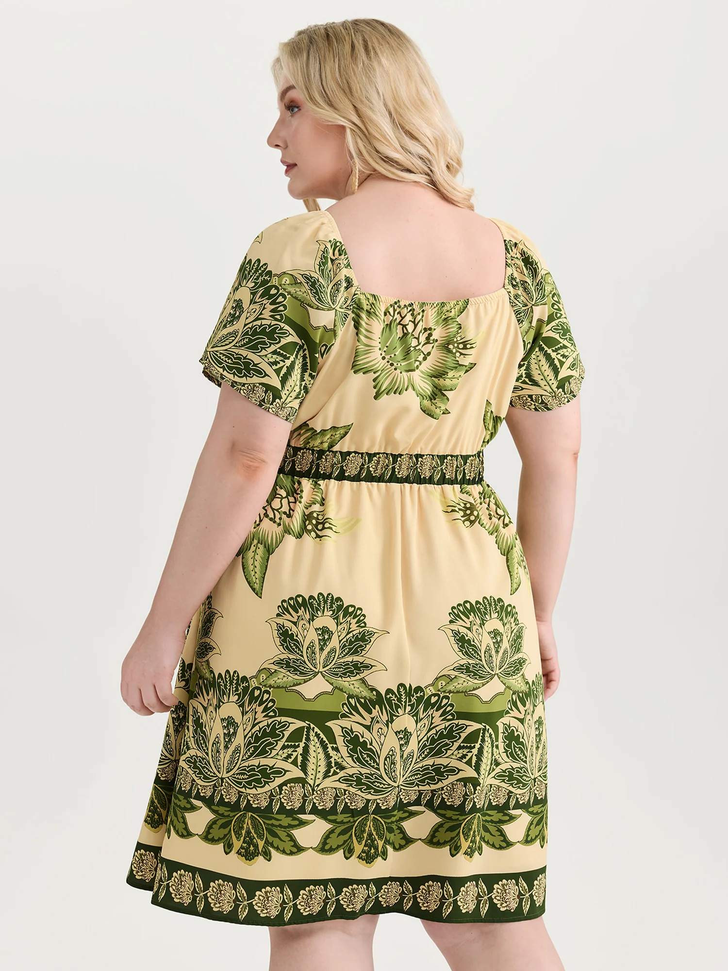 Large Floral Print Sweetheart Neckline Mini Dress - Image 4