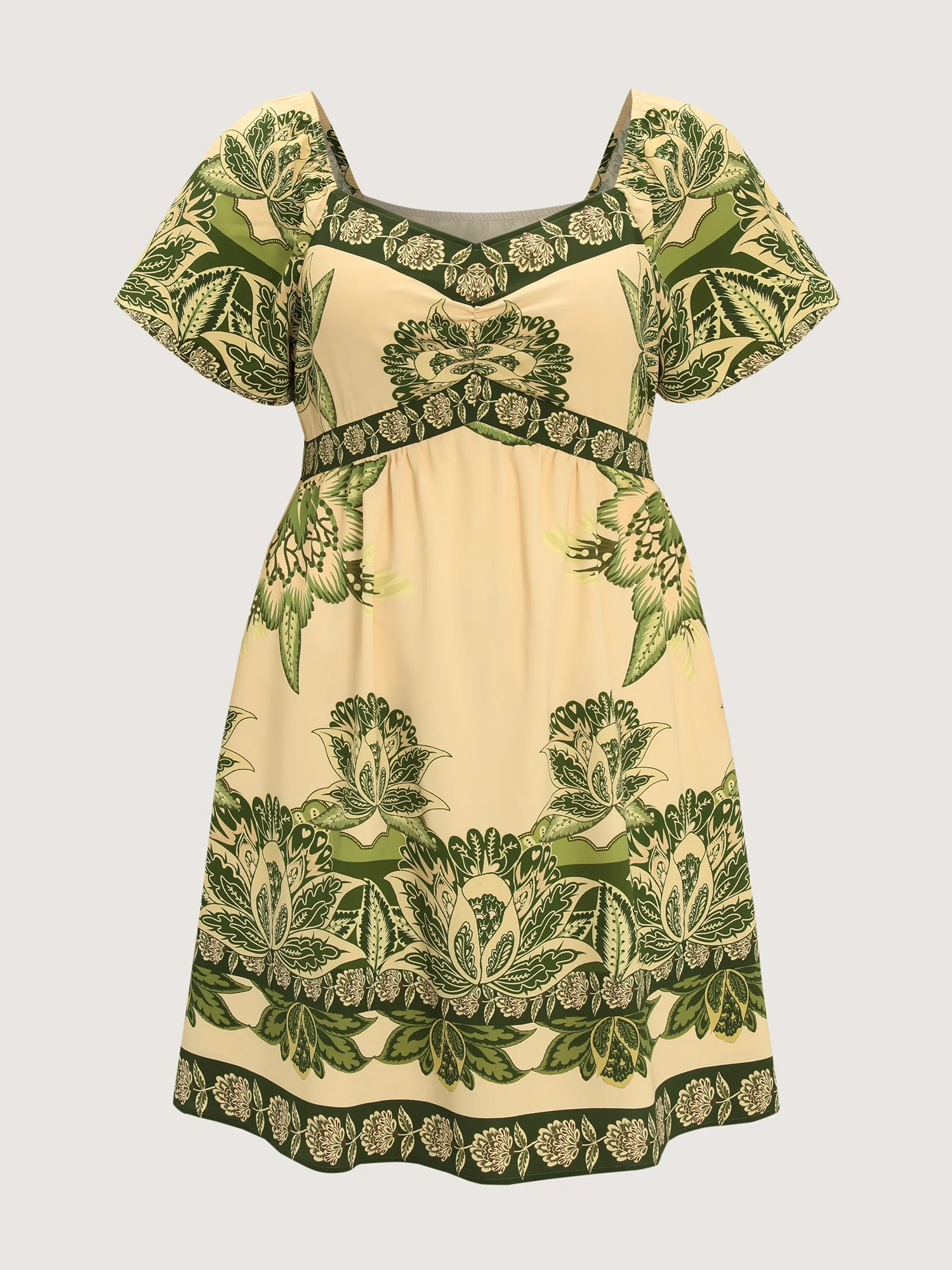 Large Floral Print Sweetheart Neckline Mini Dress - Image 7