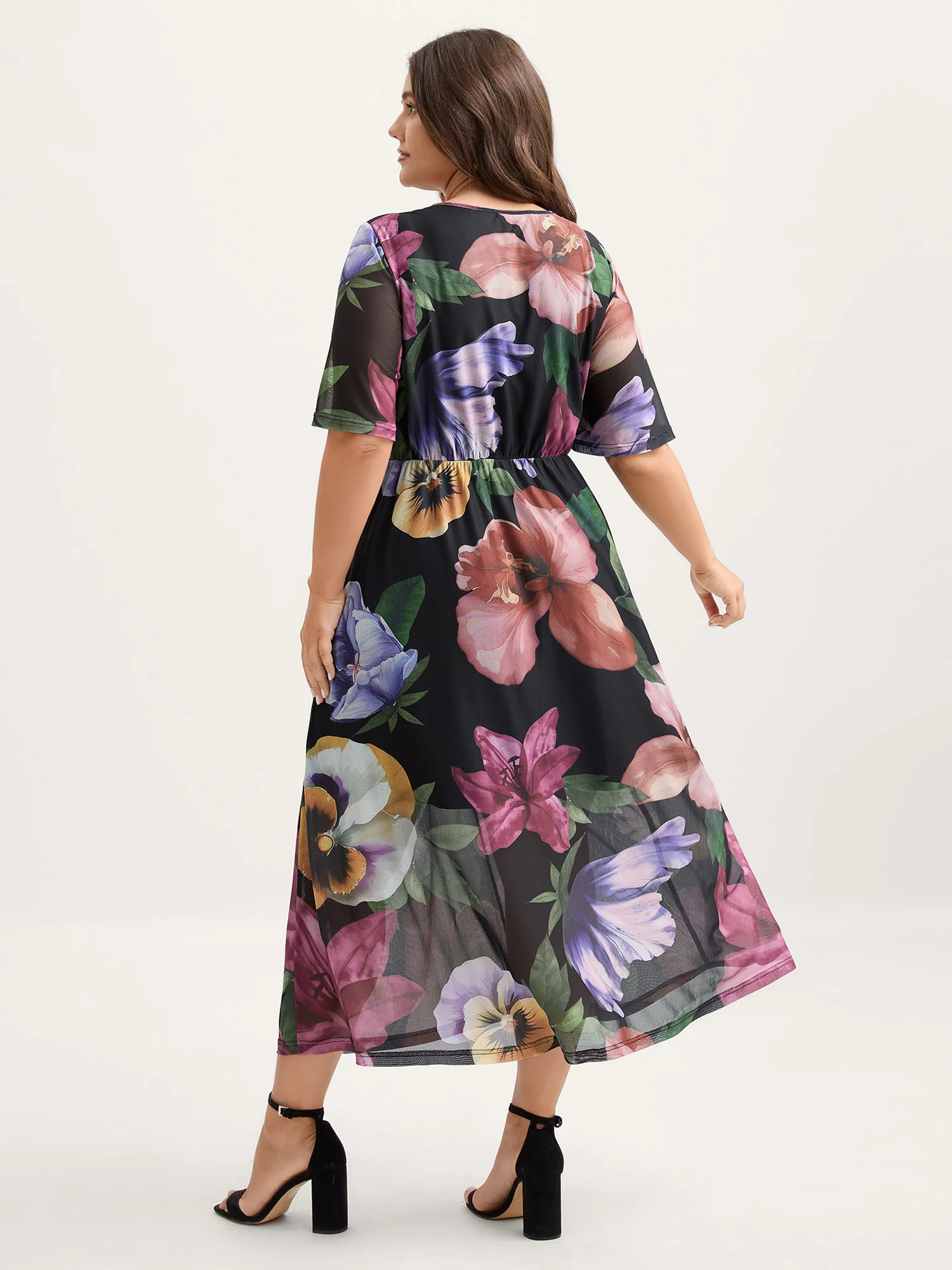 Large Floral Print Twist Front Midi Dress - Image 4