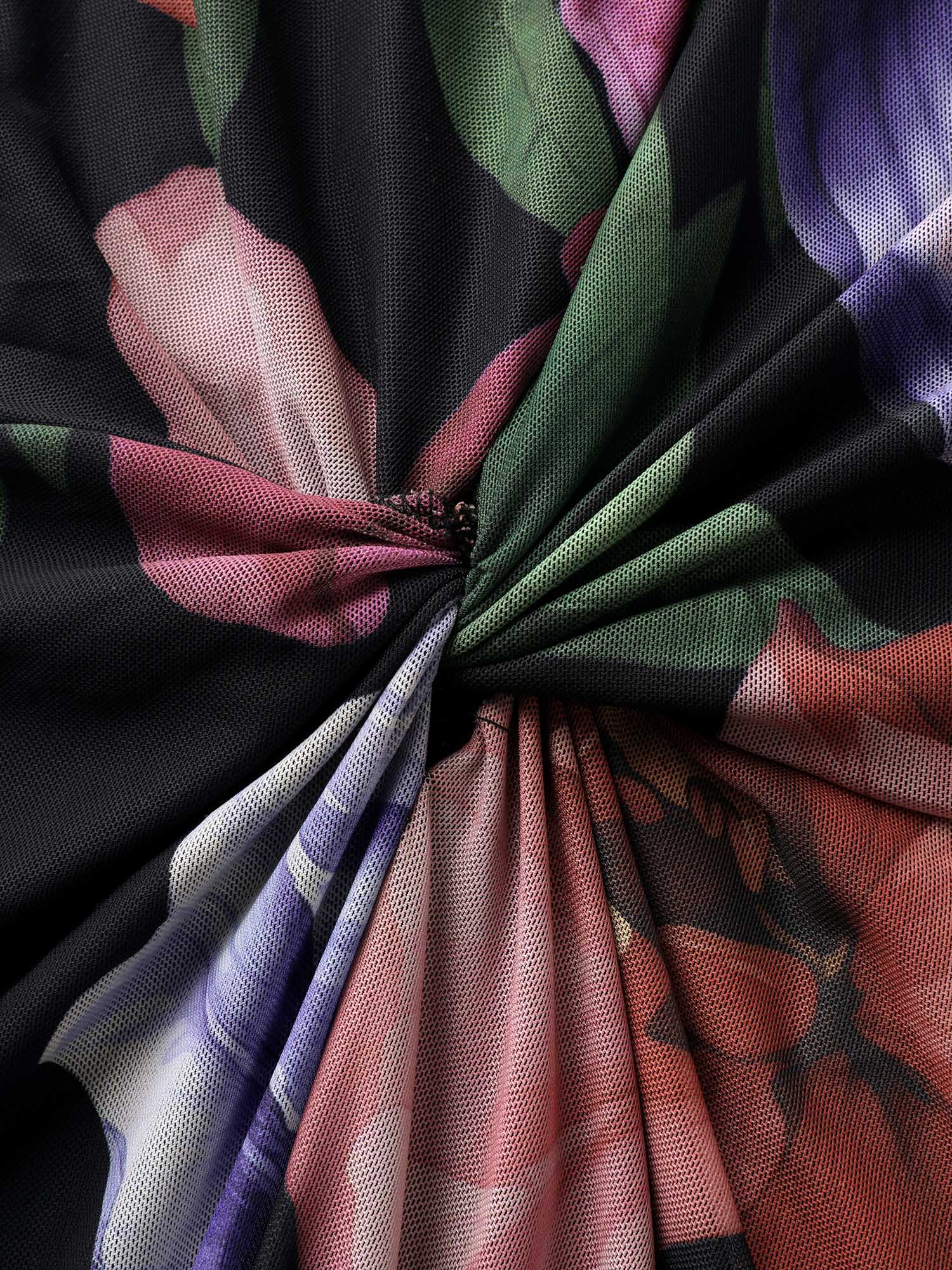 Large Floral Print Twist Front Midi Dress - Image 5