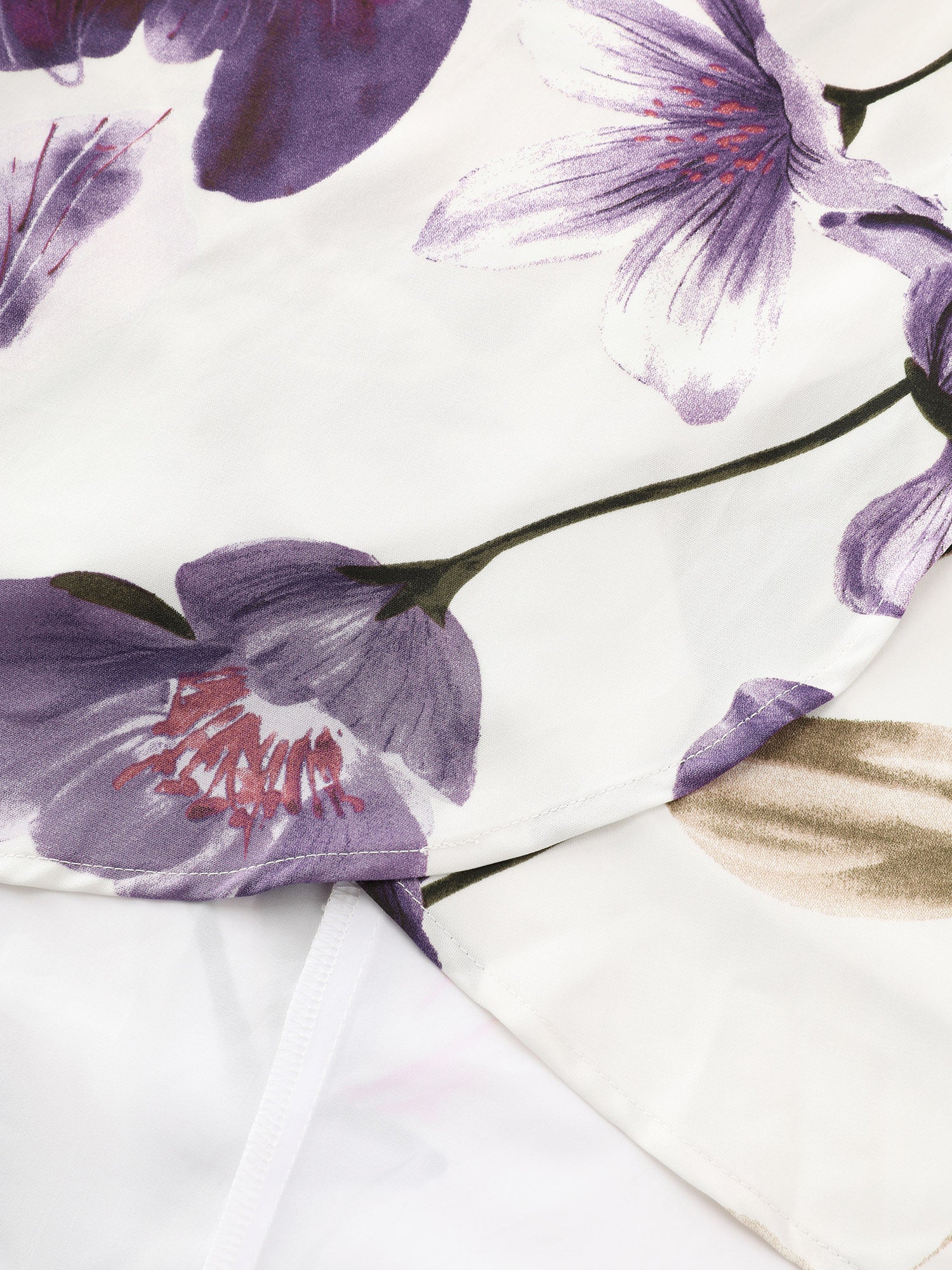 Large Floral Print Waist-Defining Midi Dress - Image 6