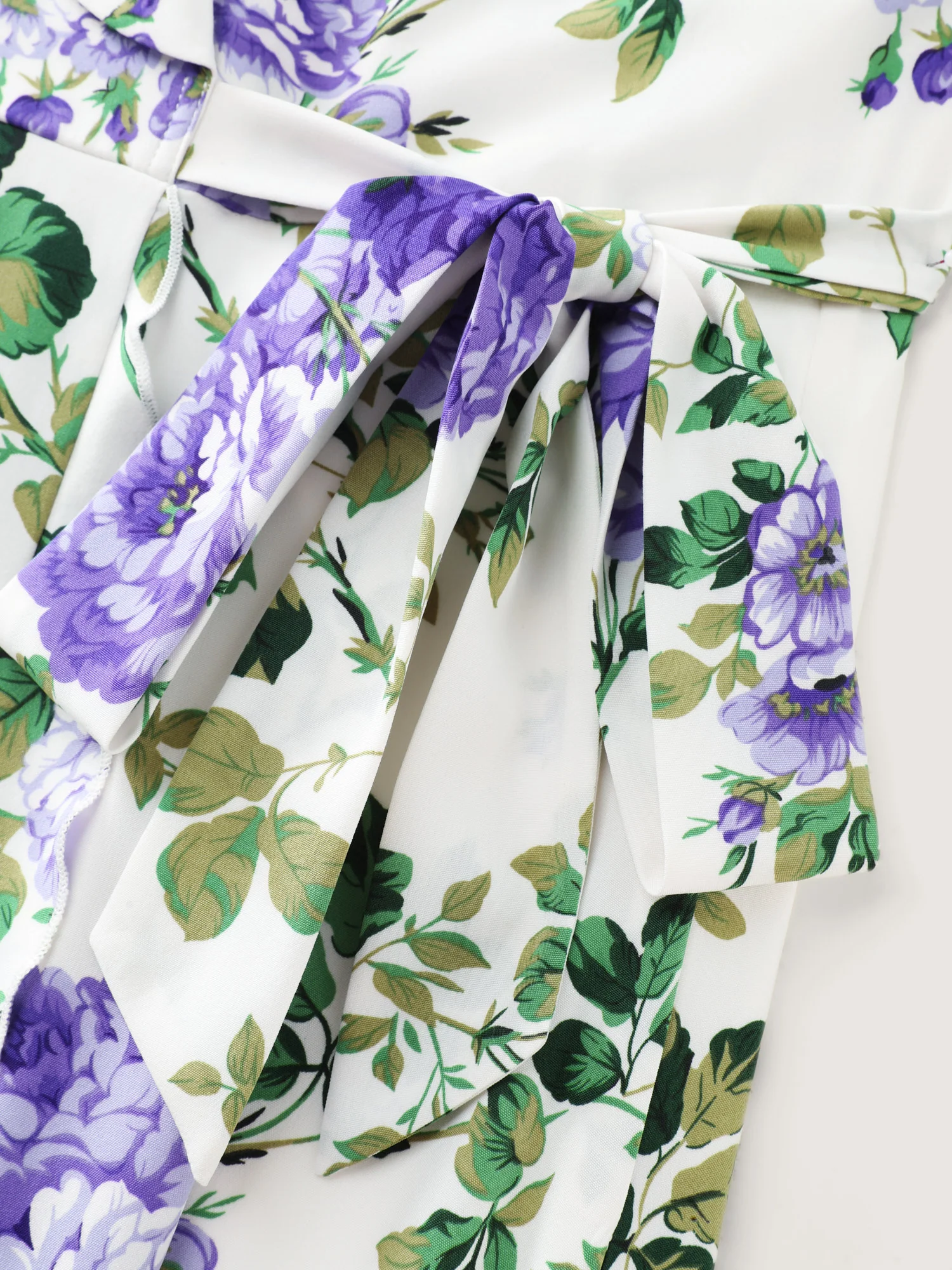 Large Floral Print Wrap Pockets Midi Dress - Image 6