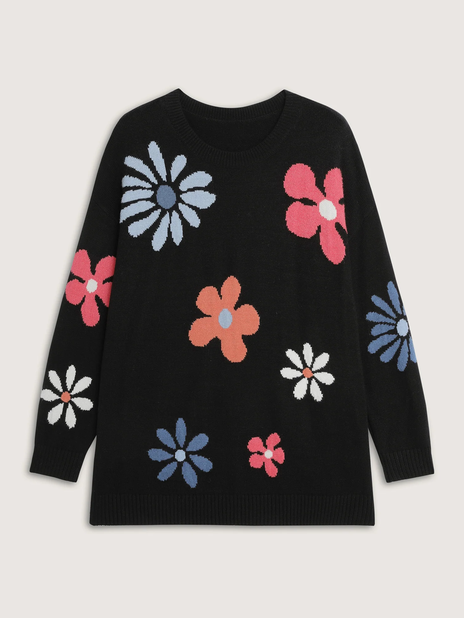 Supersoft Large Flower Jacquard Pattern Pullover - Image 5