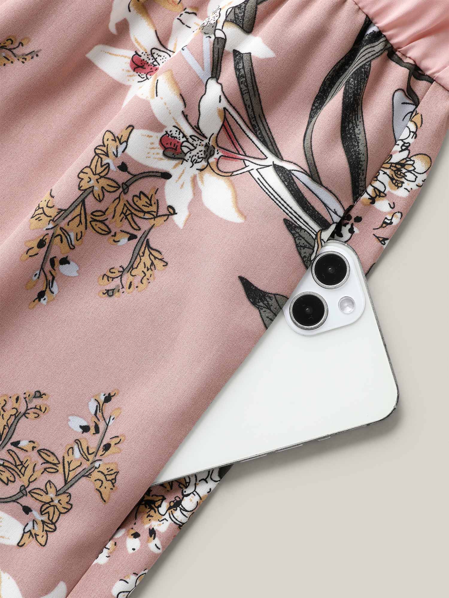 Large Flower Print Spliced Wide-Leg Jumpsuit - Image 5