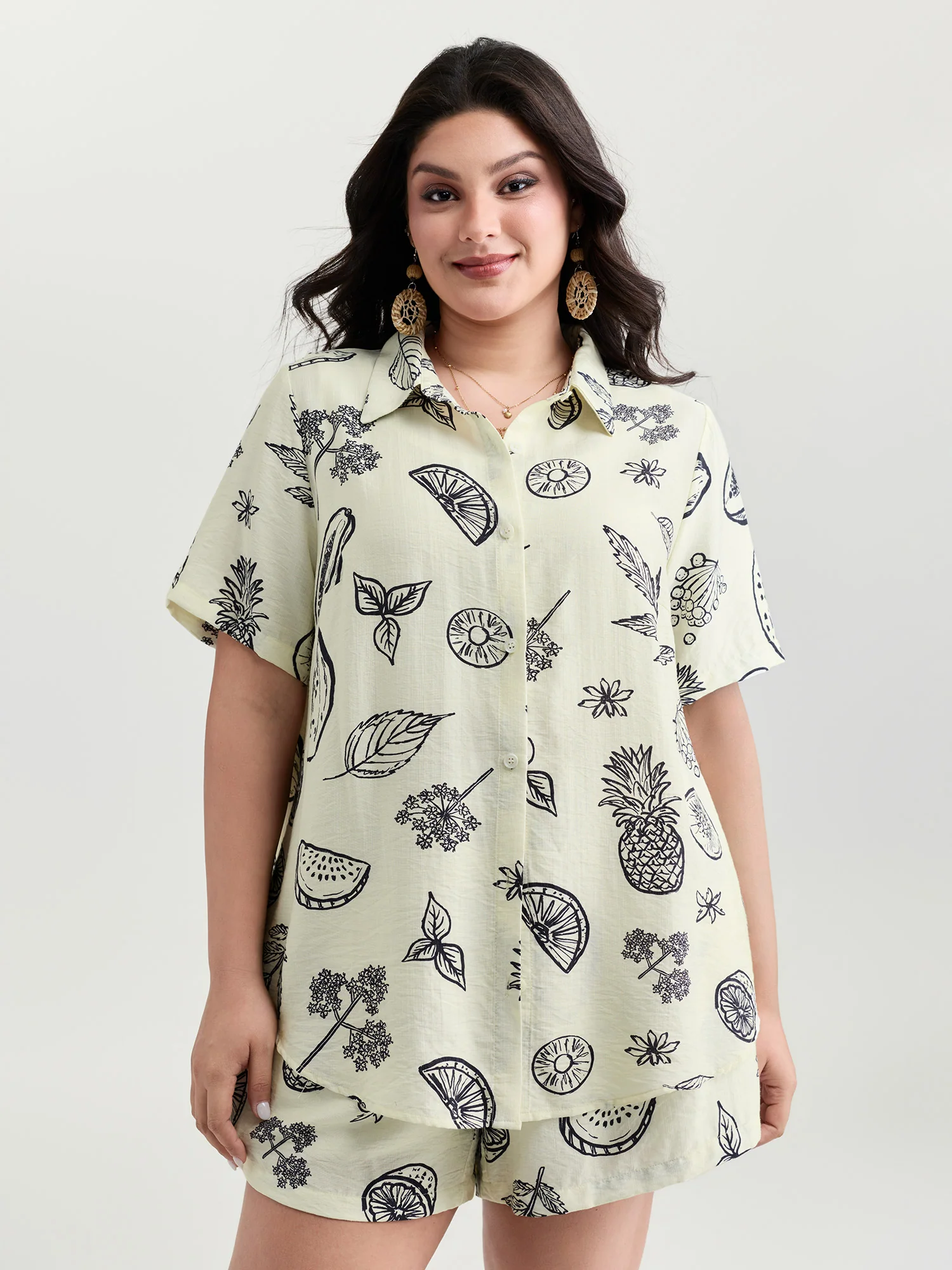 Large Fruit Print Open-Front Shirt - Image 2