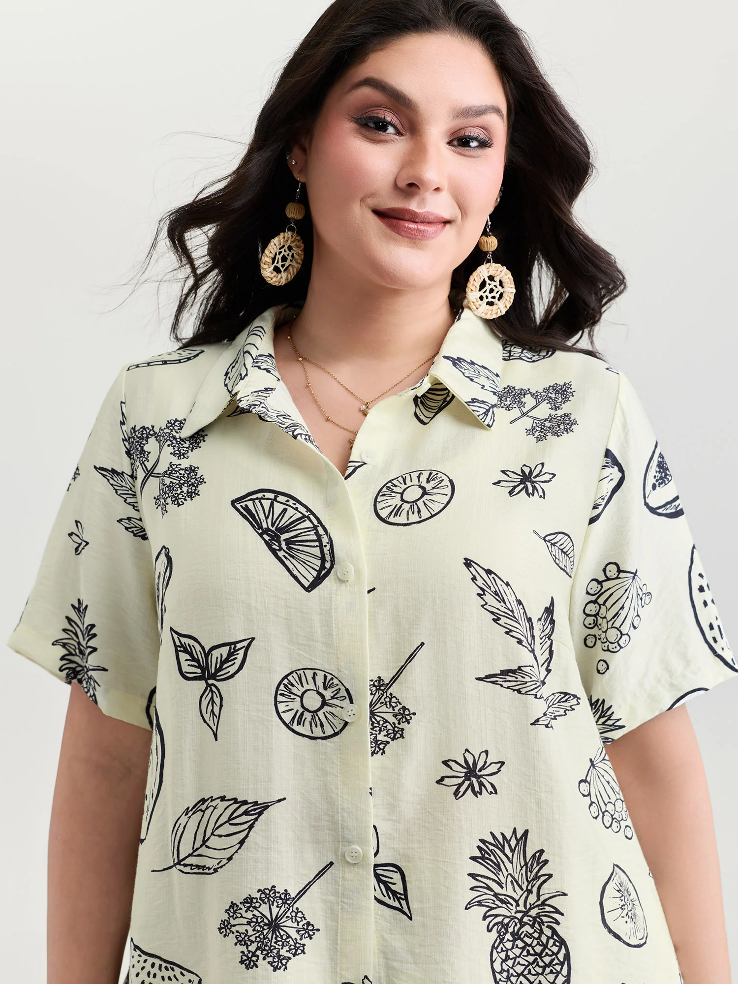 Large Fruit Print Open-Front Shirt - Image 3