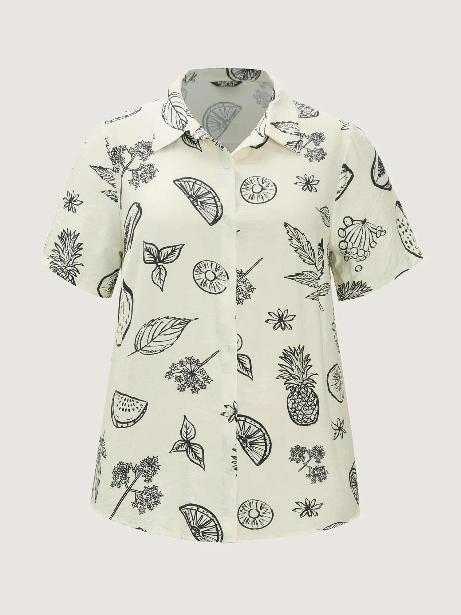 Large Fruit Print Open-Front Shirt - Image 5