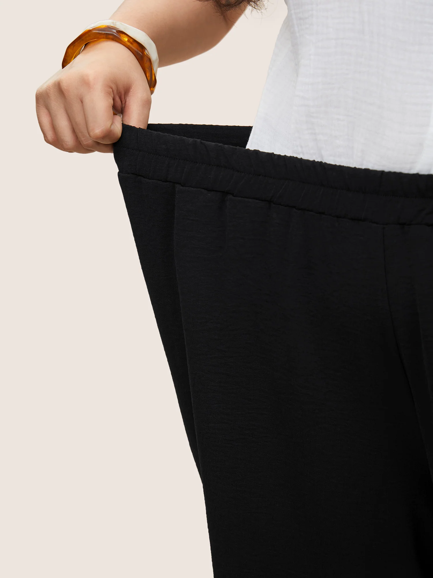 Laser Cut Elastic Waist Wide Leg Pants - Image 4
