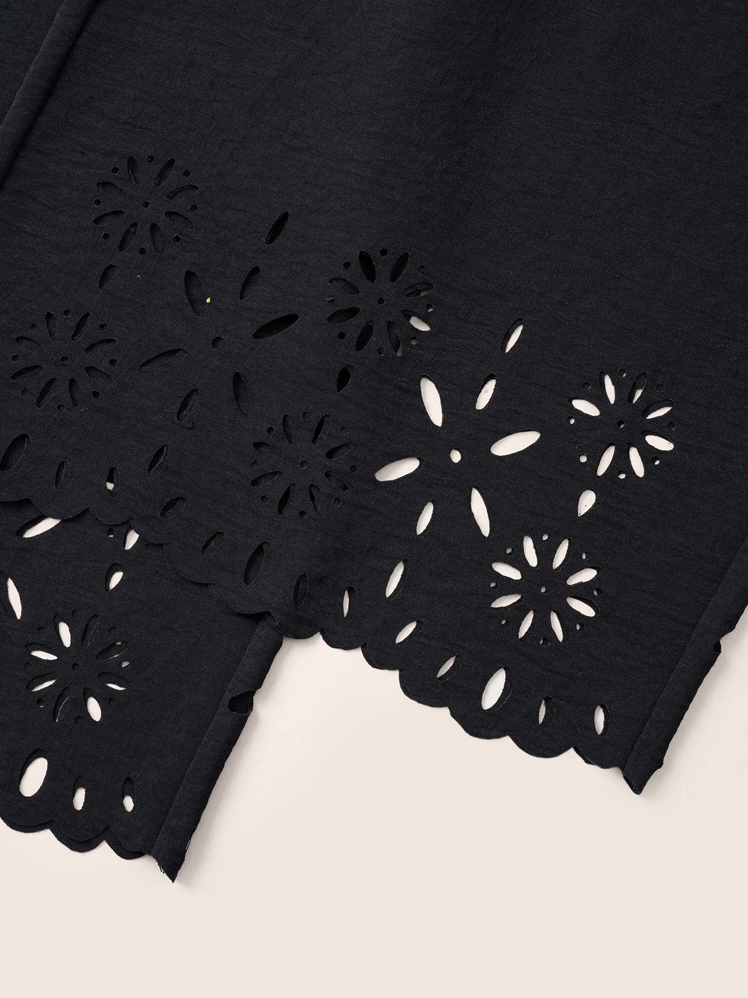 Laser Cut Elastic Waist Wide Leg Pants - Image 6