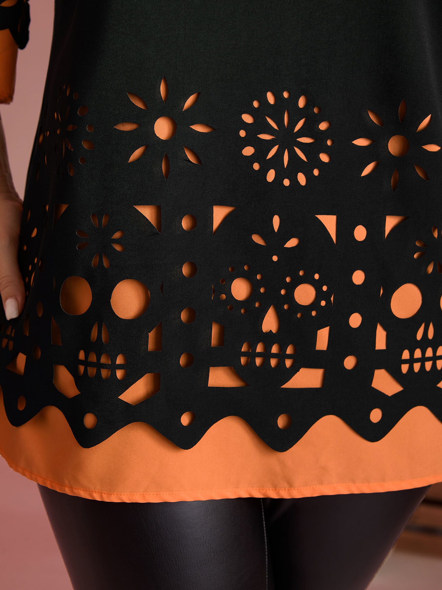 Laser Cut Halloween Contrast Lined Blouse - Image 2