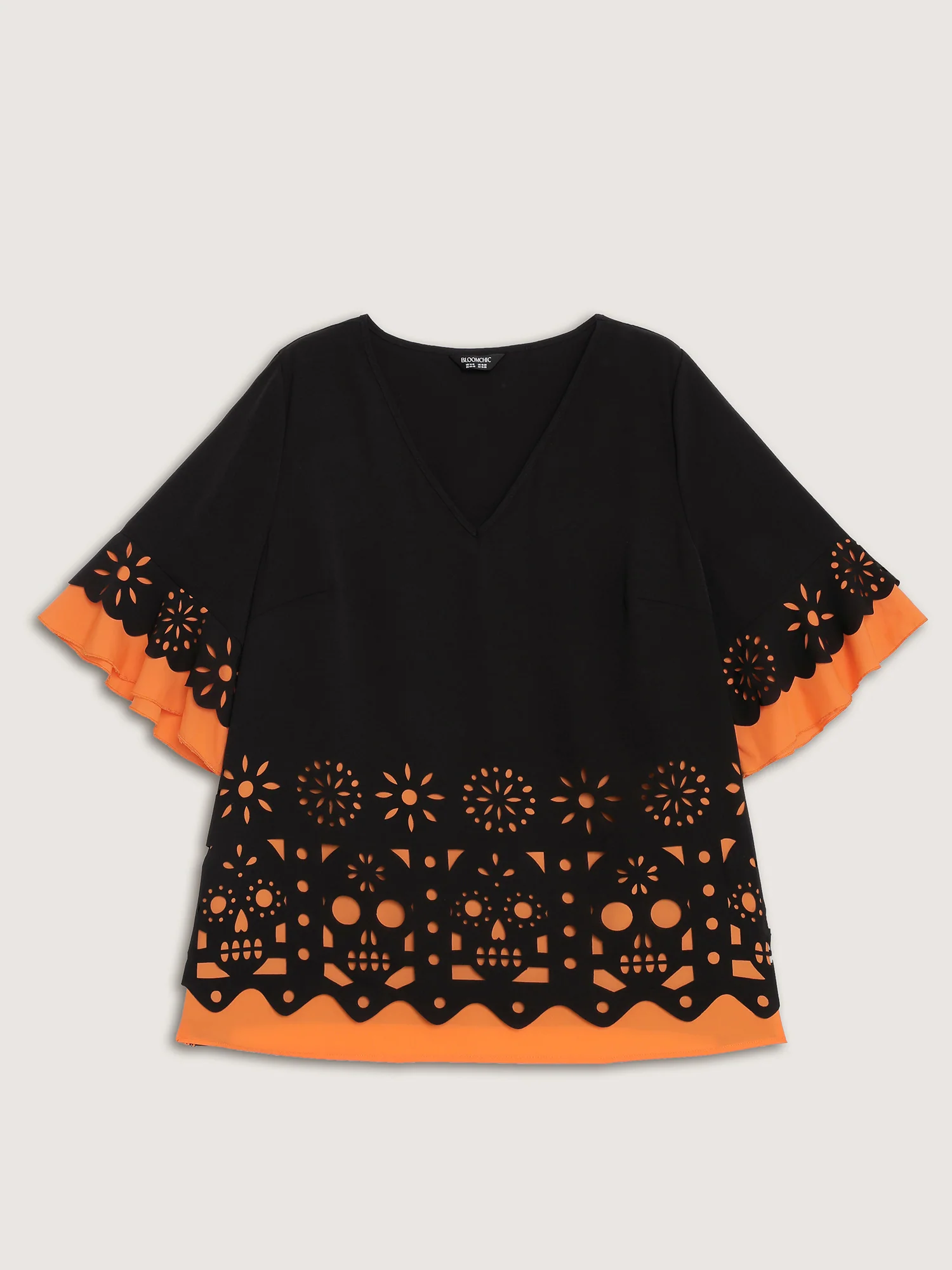 Laser Cut Halloween Contrast Lined Blouse - Image 7