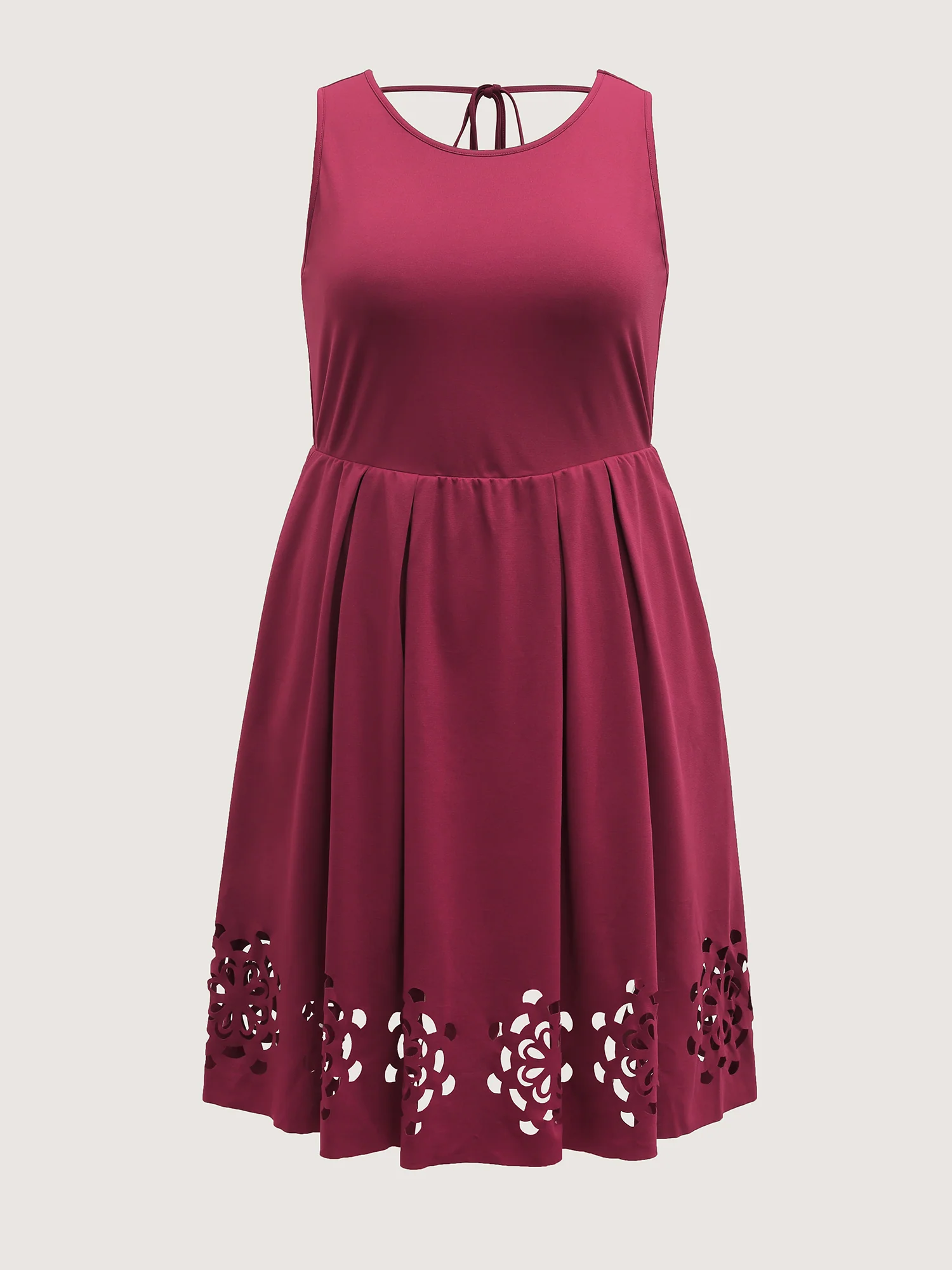 Laser Cut Hem Backless Tie Midi Dress - Image 7