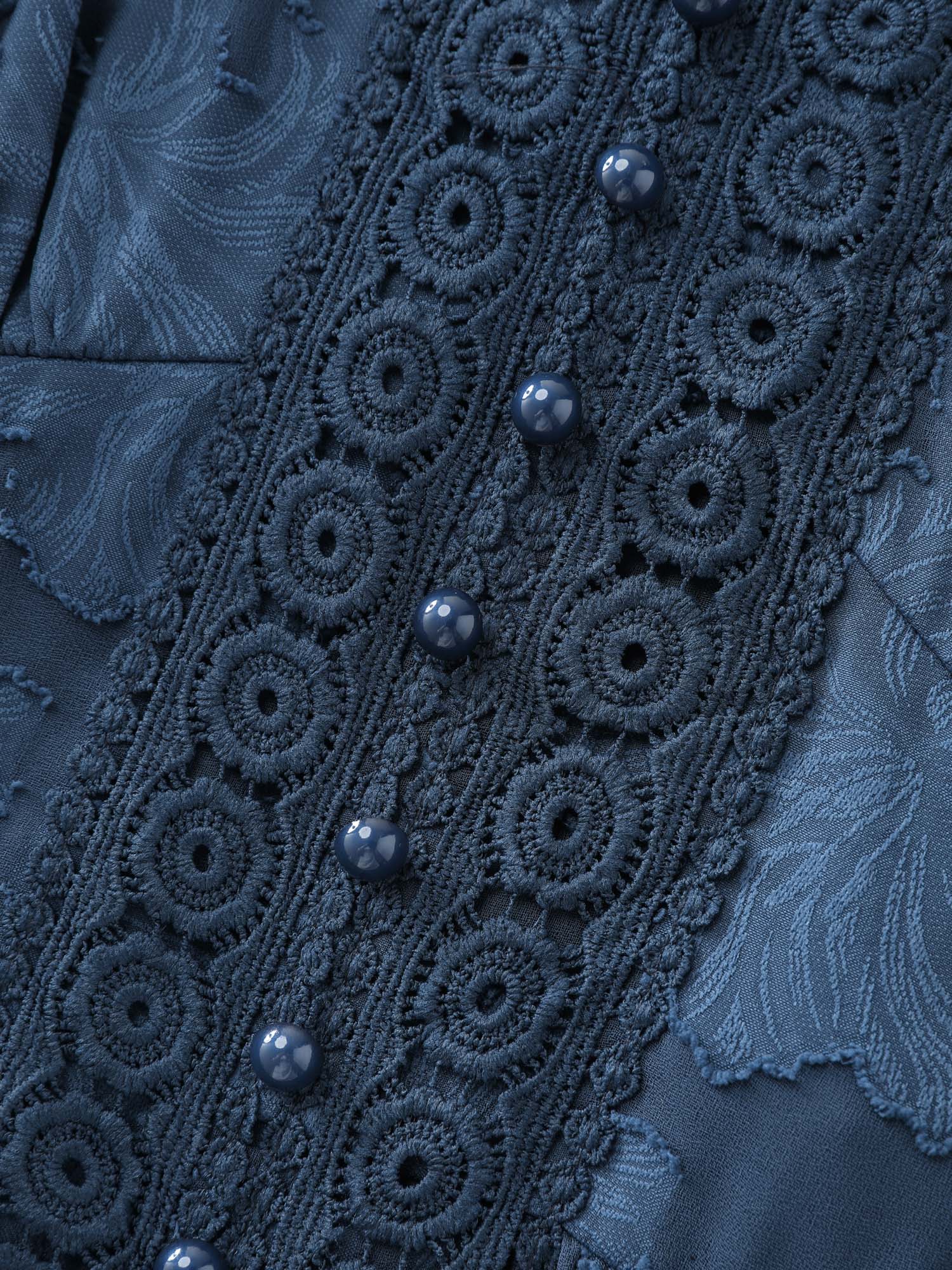 Laser Cut Lace Trim Layered Pockets Midi Dress - Image 7