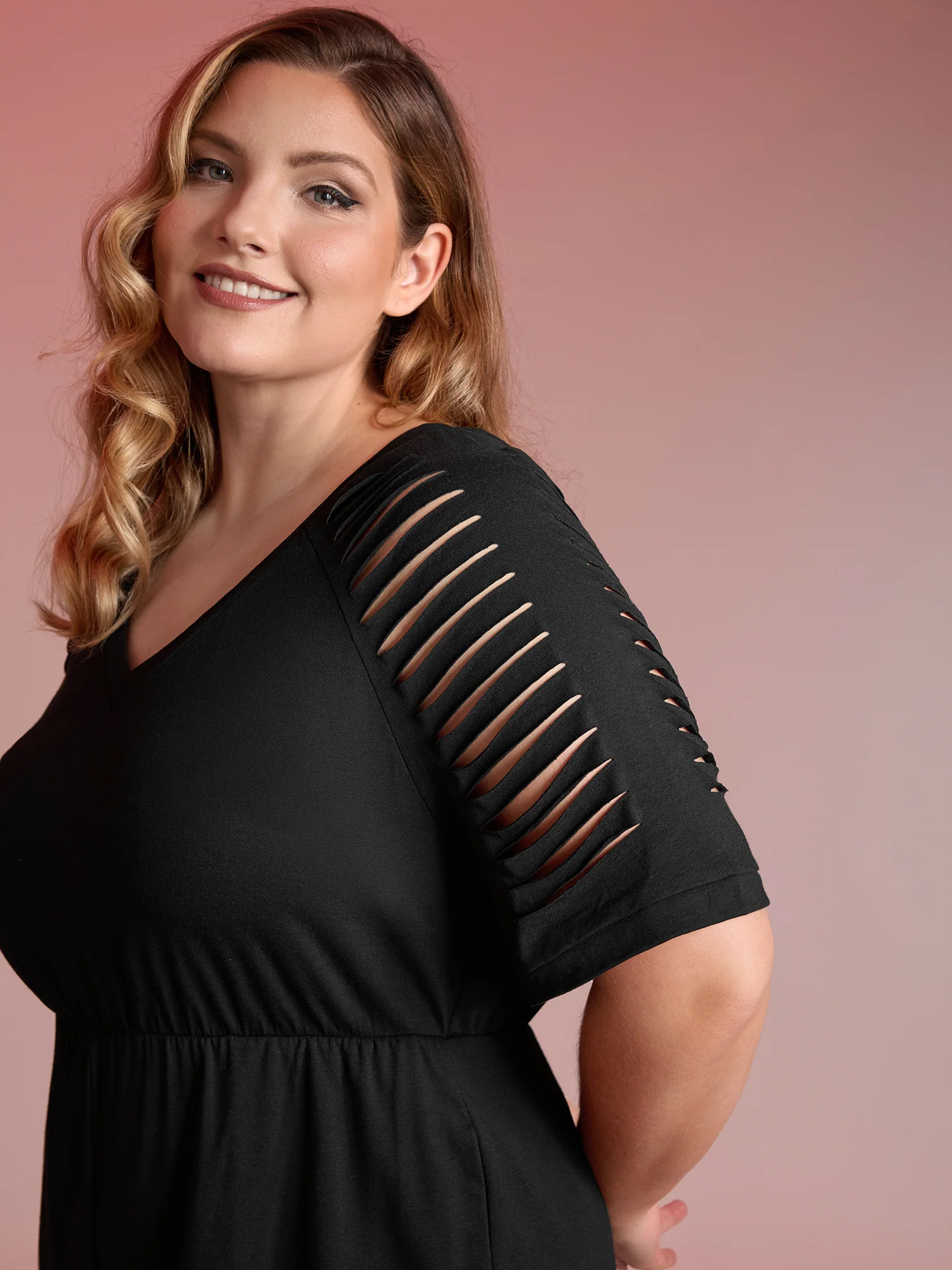 Laser Cut-Out Stretchy Sheer Jumpsuit - Image 2