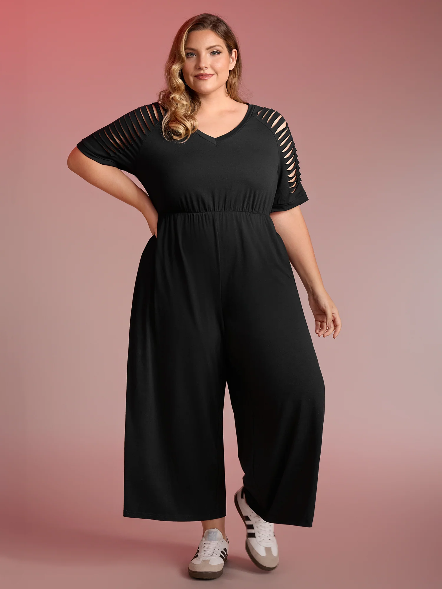 Laser Cut-Out Stretchy Sheer Jumpsuit - Image 4