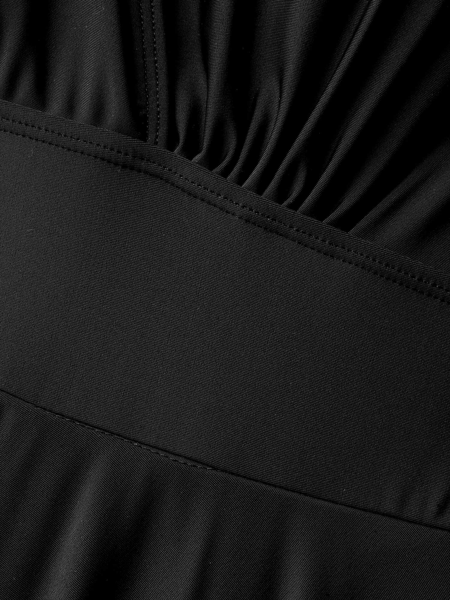 Laser Cut Surplice Neck Waist-Cinched Swim Dress - Image 7
