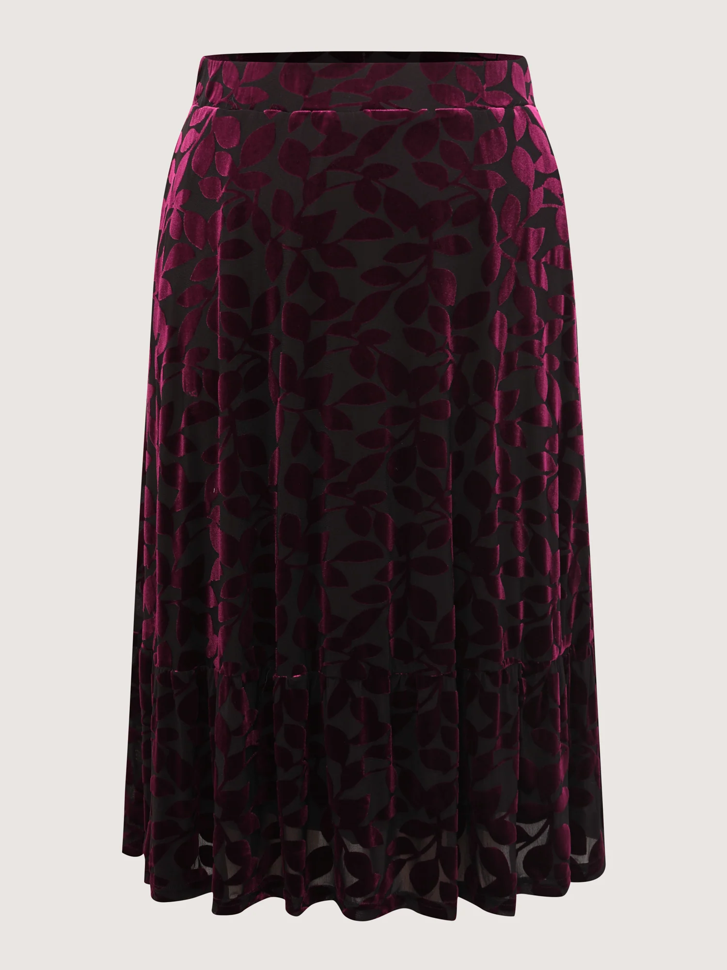 Laser-Cut Velvet Pleated Maxi Skirt - Image 8