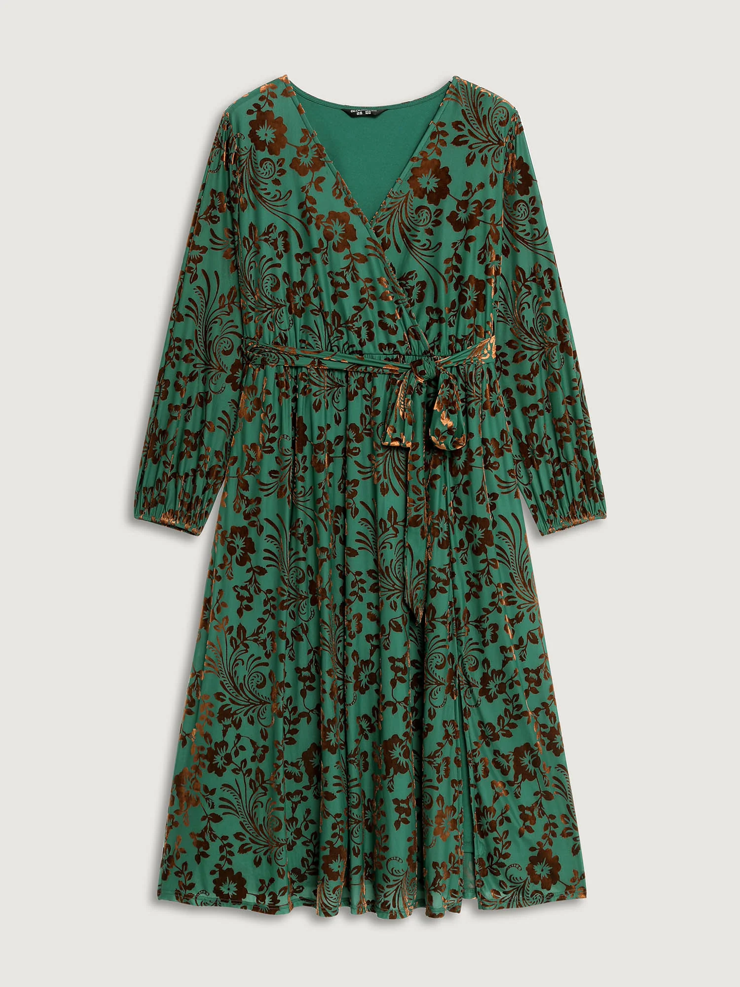 Laser-Cut Velvet Waist-Tie Maxi Dress - Image 7