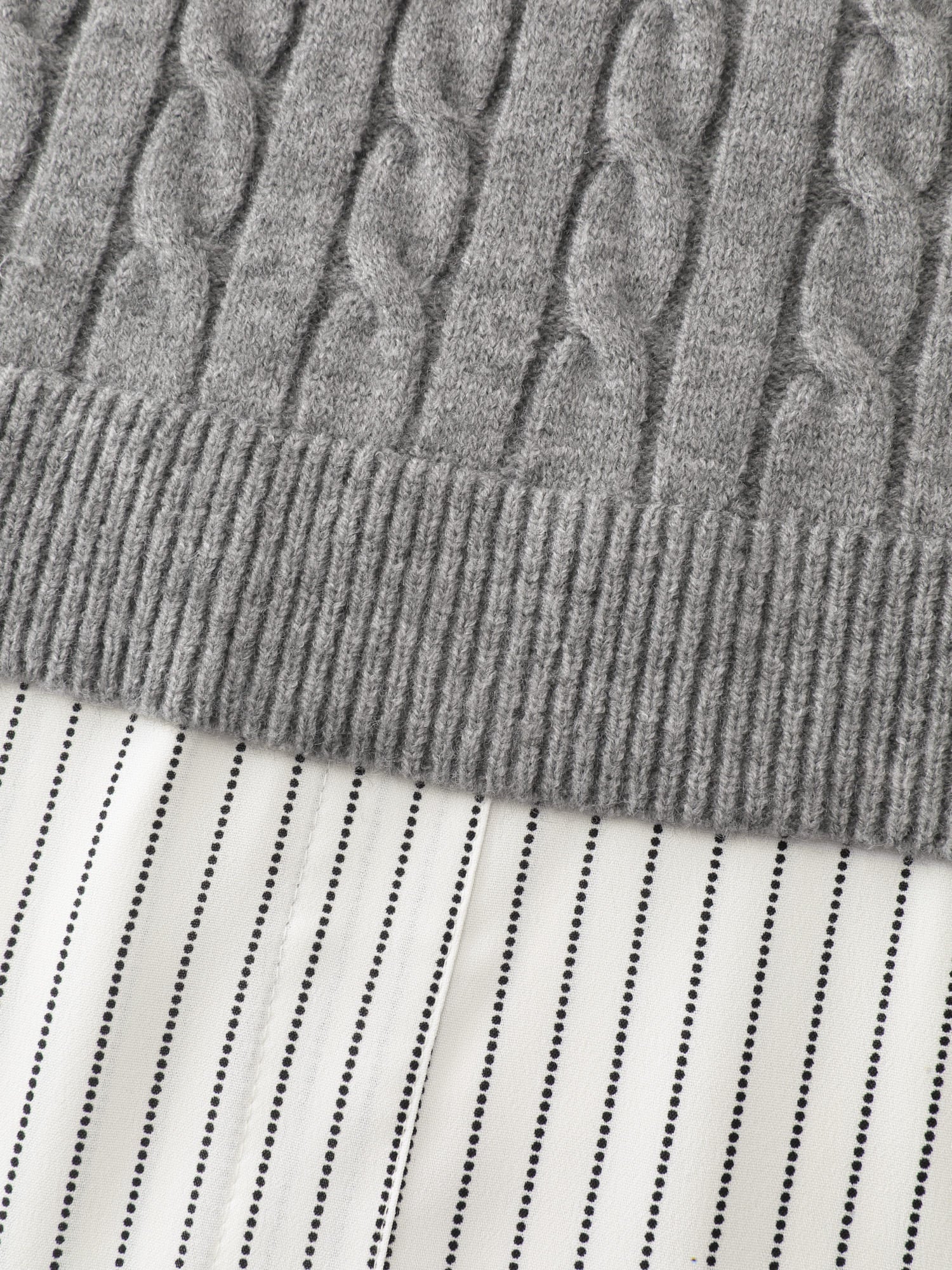 Layered Cable Stitch Ribbed Pullover - Image 6