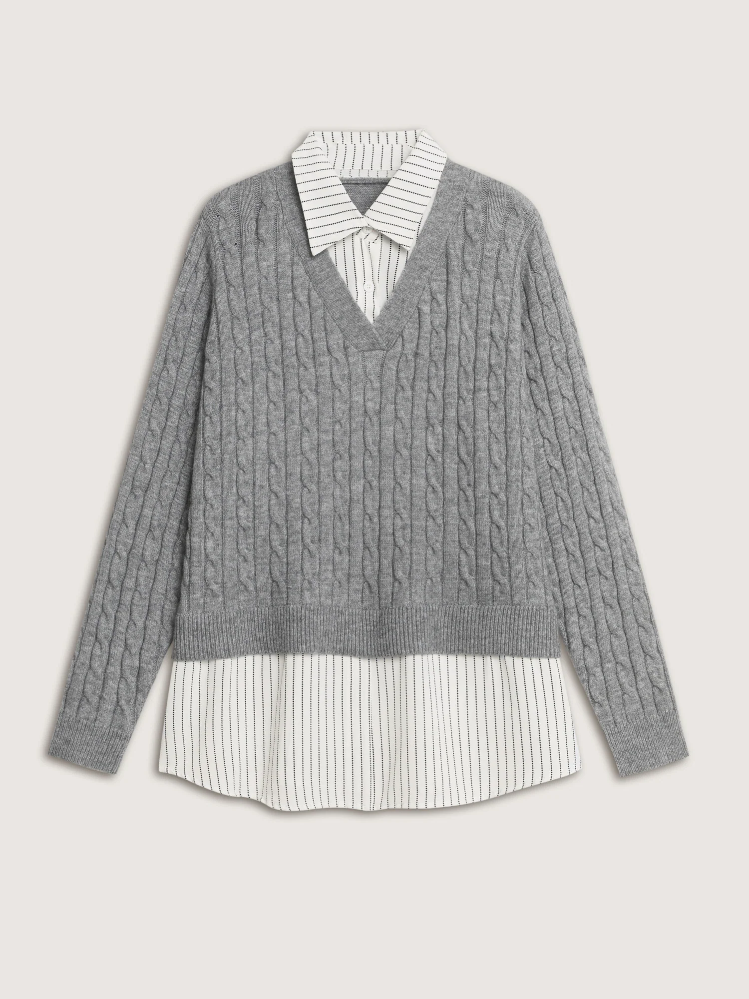 Layered Cable Stitch Ribbed Pullover - Image 7