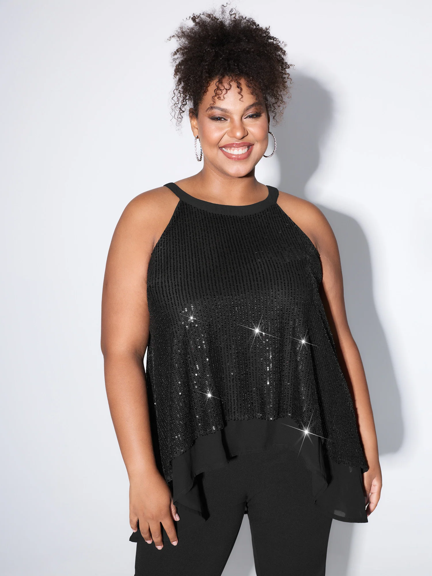 Layered High-Low Hem Tunic Tank Top