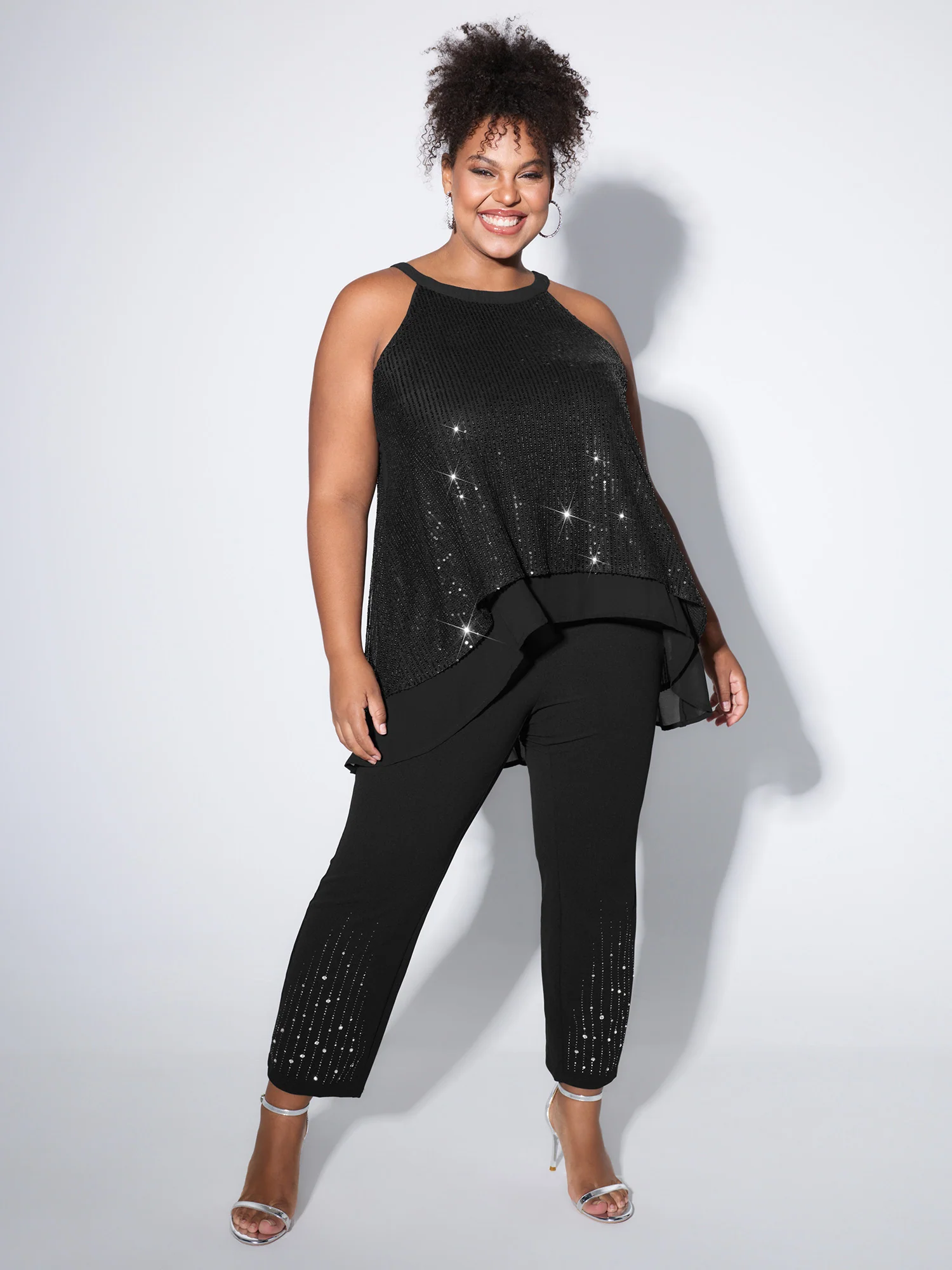 Layered High-Low Hem Tunic Tank Top - Image 3