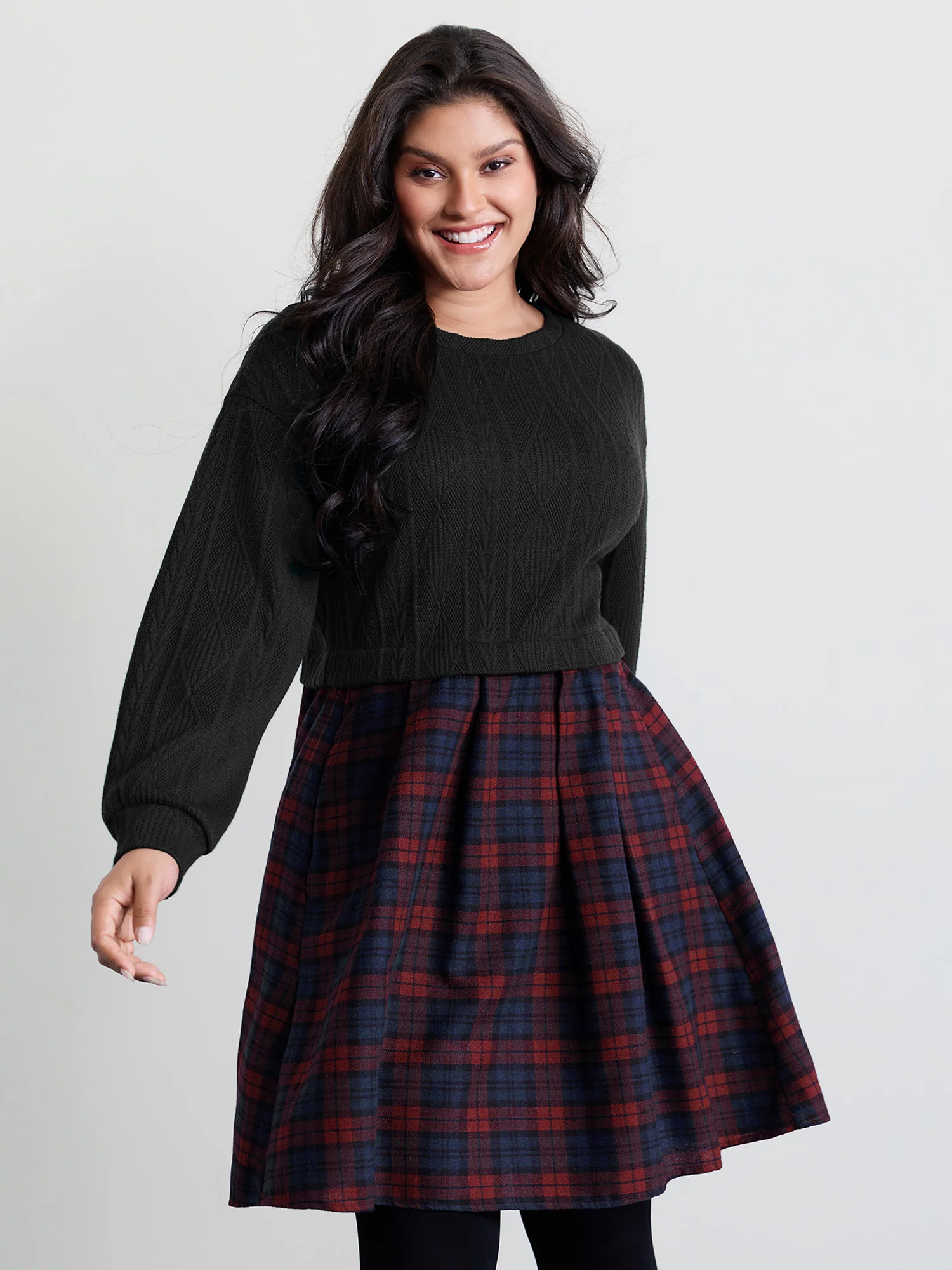 Layered Plaid Pockets Mini Dress - Image 10