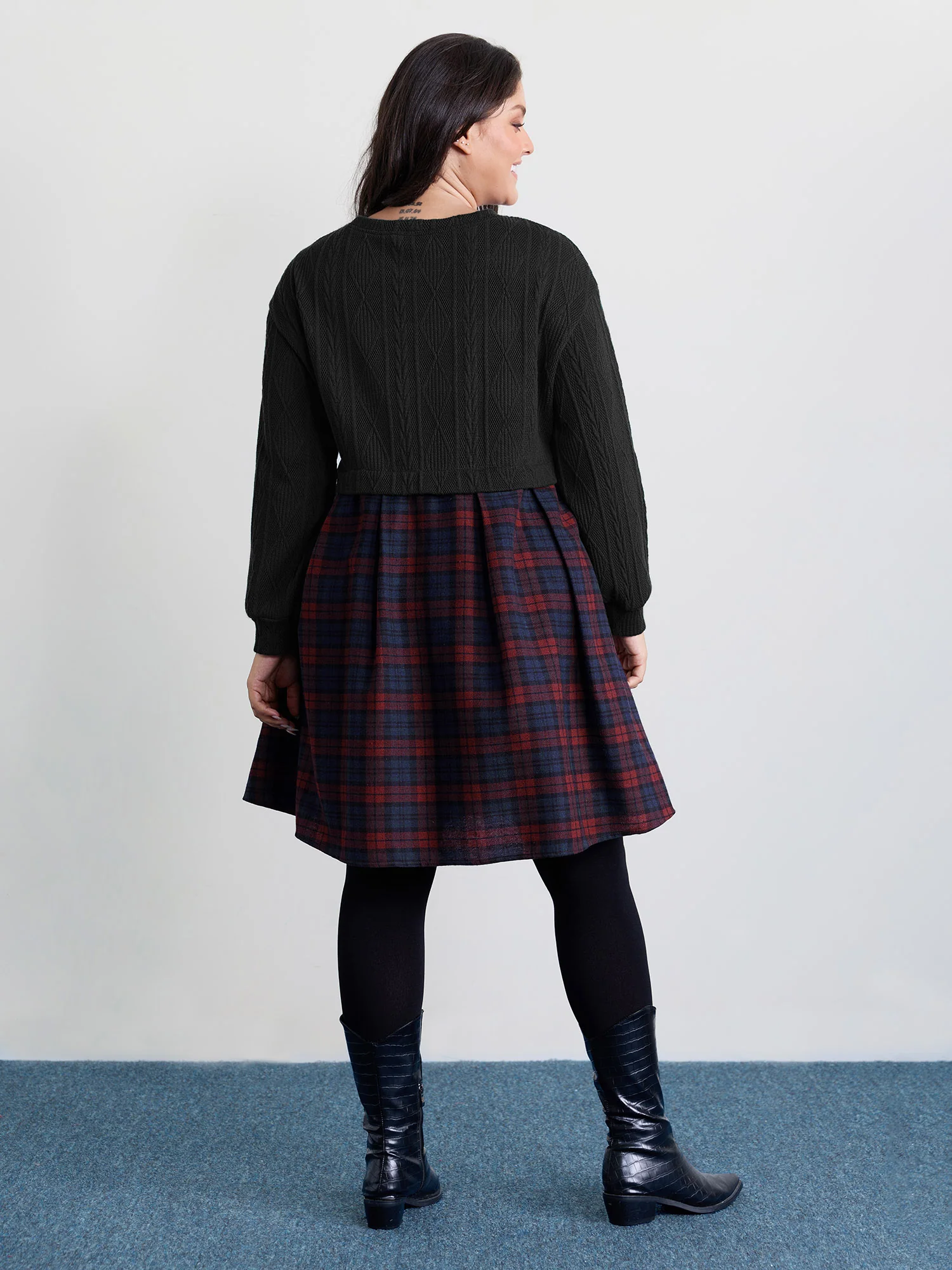 Layered Plaid Pockets Mini Dress - Image 11