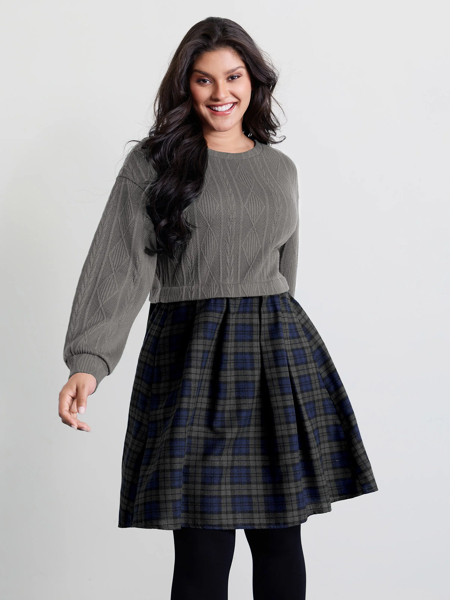 Layered Plaid Pockets Mini Dress - Image 19