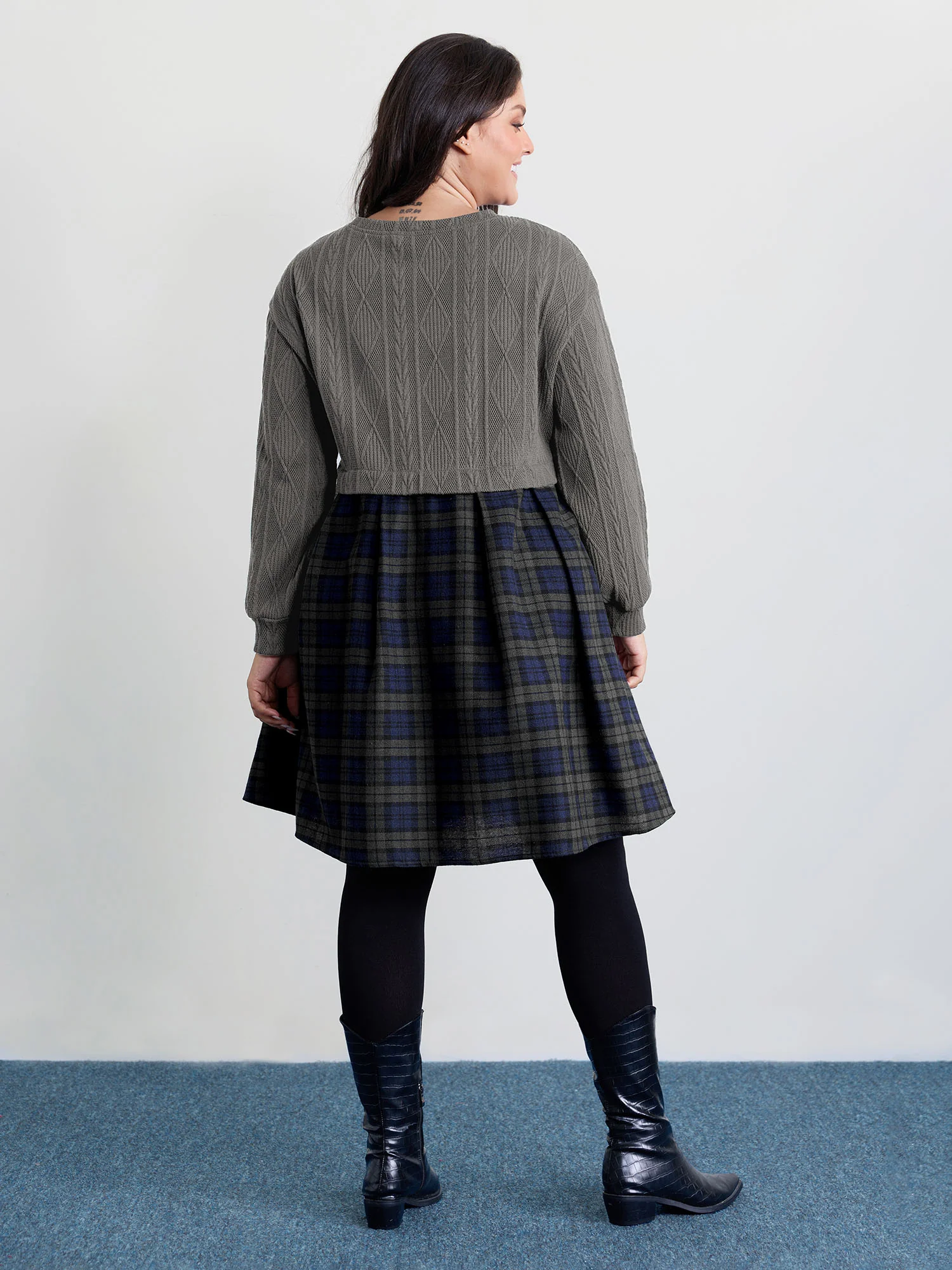 Layered Plaid Pockets Mini Dress - Image 20