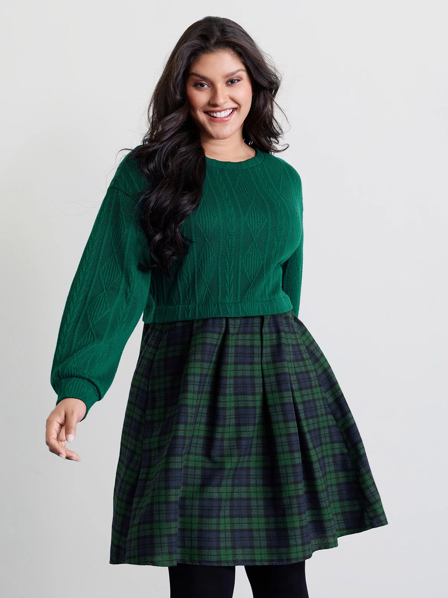 Layered Plaid Pockets Mini Dress - Image 3