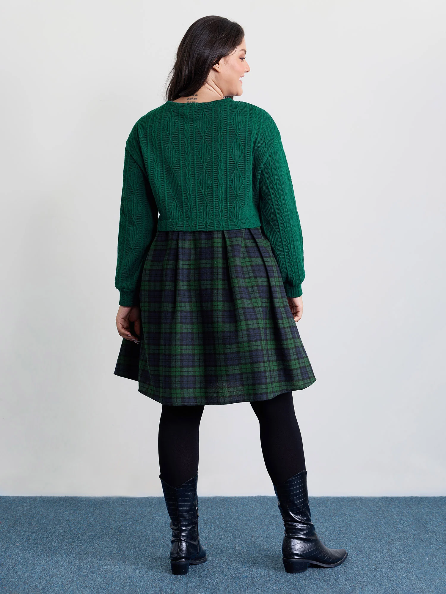 Layered Plaid Pockets Mini Dress - Image 4