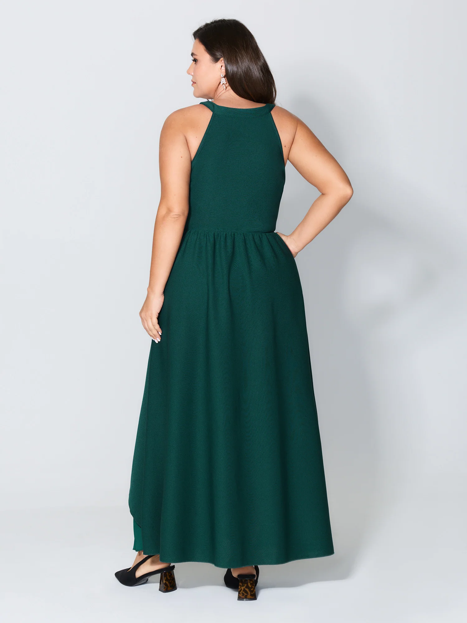 Layered Pleated Skirt Sleeveless Maxi Dress - Image 4