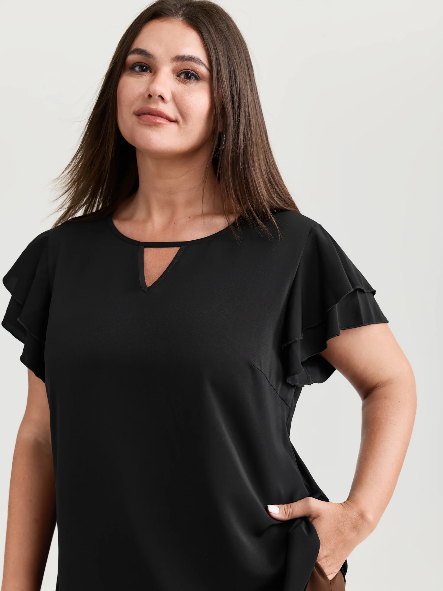 Layered Ruffled Arm-Friendly Sleeve Blouse - Image 2