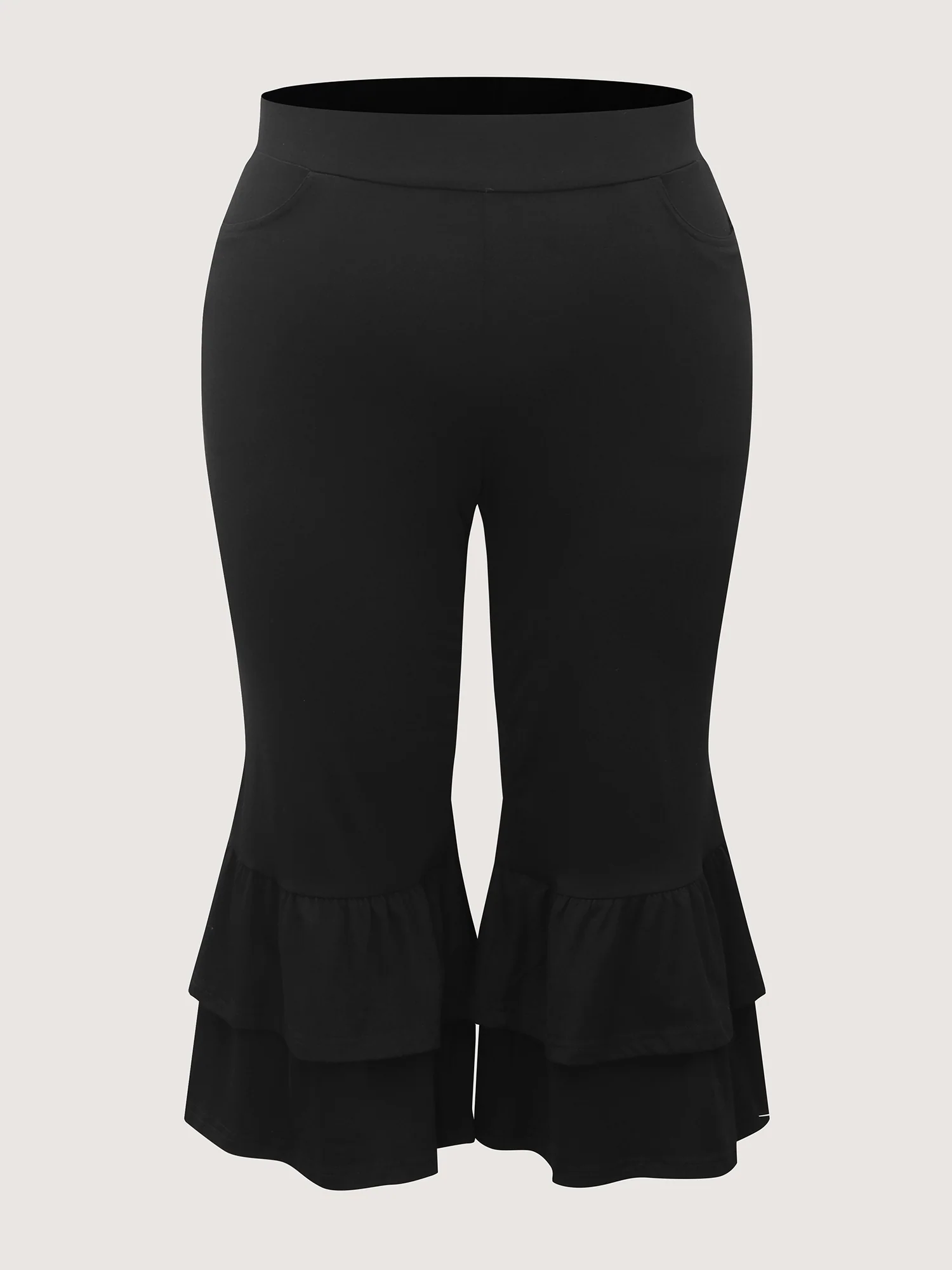 Layered Ruffled Flare Hem Capri Pants - Image 8
