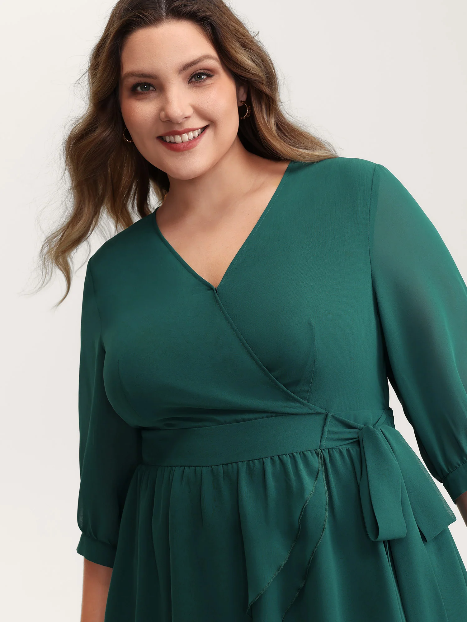 Layered Ruffled Hem Side-Tie Blouse - Image 2