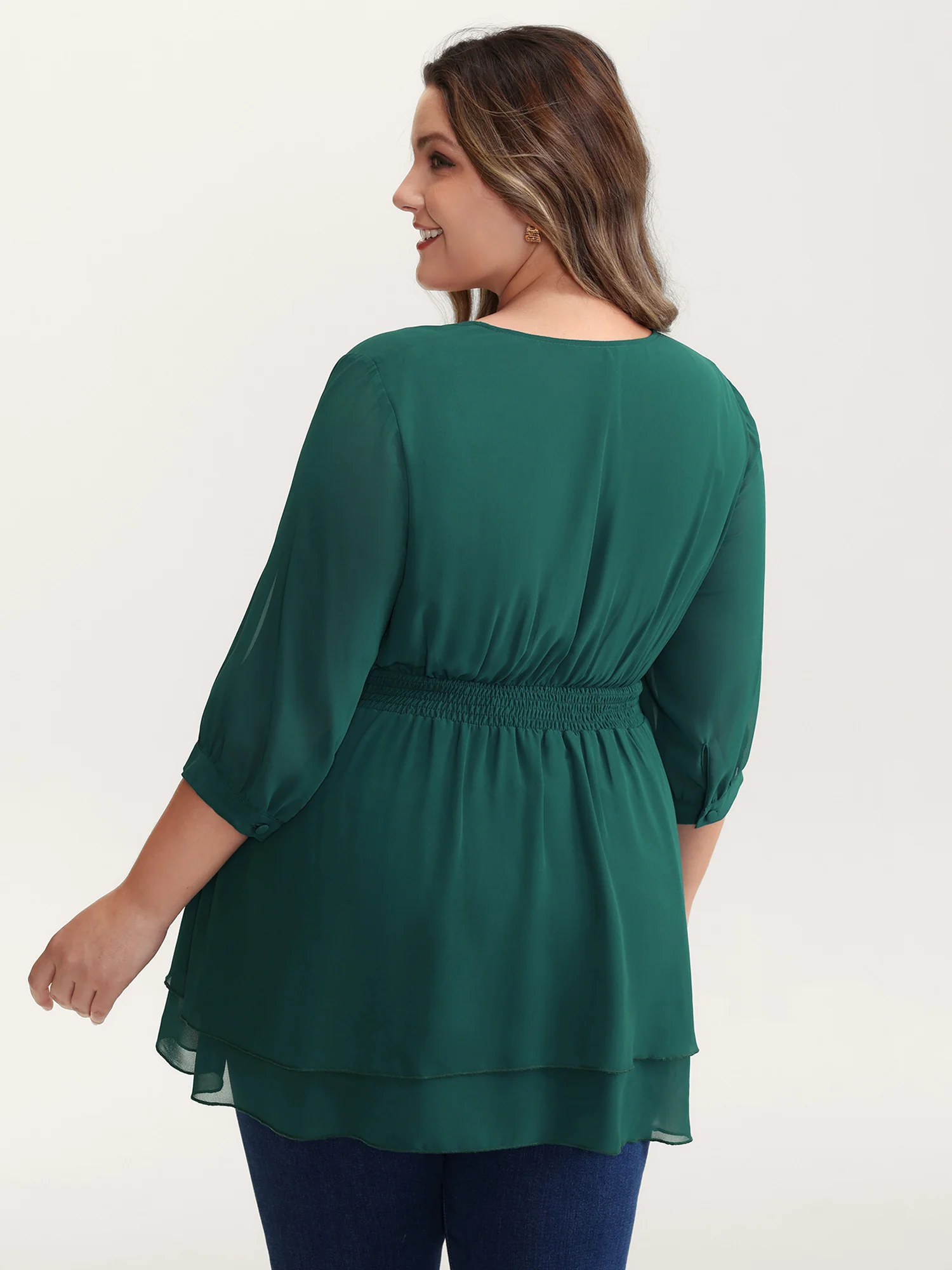 Layered Ruffled Hem Side-Tie Blouse - Image 4